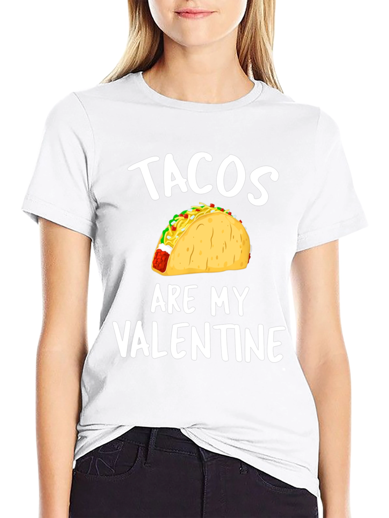Black Tacos Are My Valentine - Funny T-Shirt view 9
