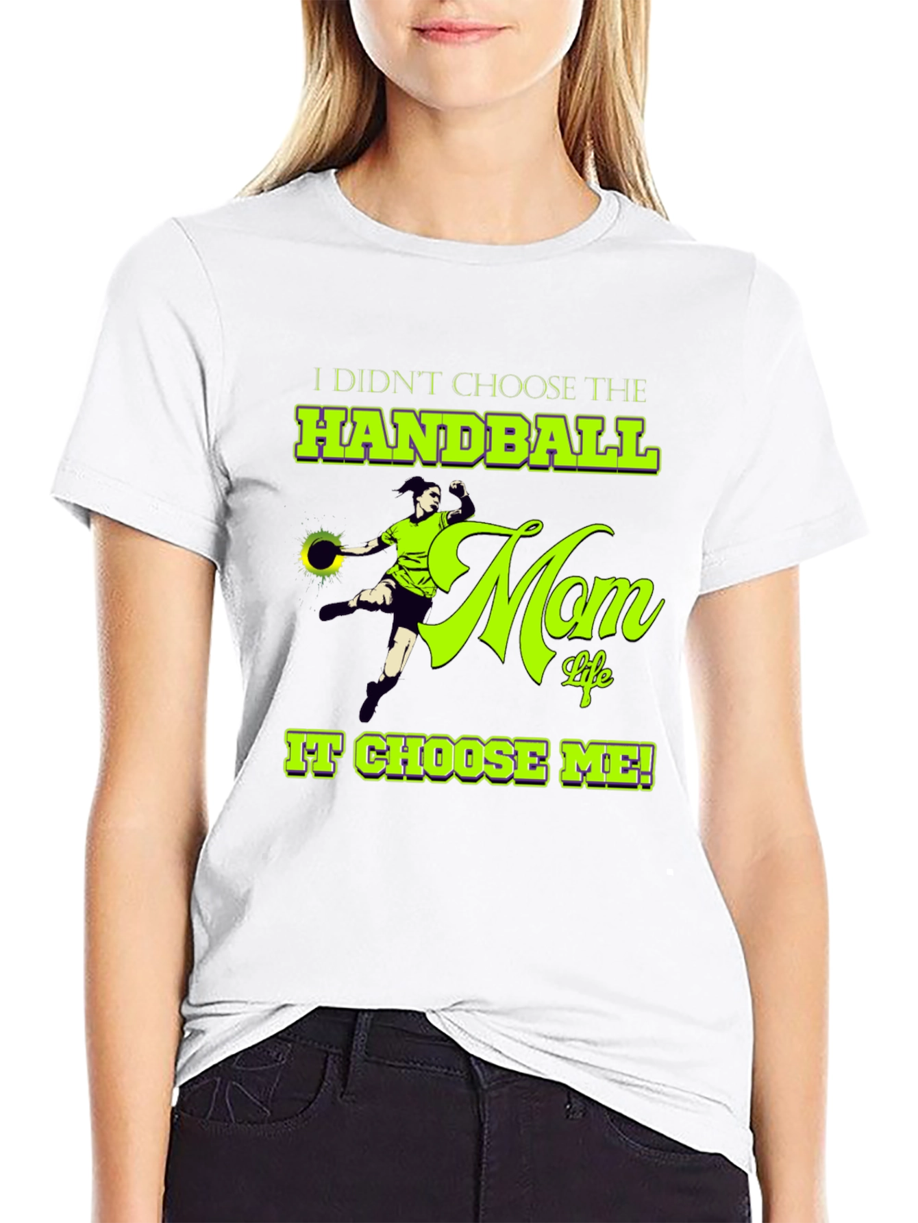 Black Handball Mom Life Graphic T-Shirt - Black Cotton Tee view 9