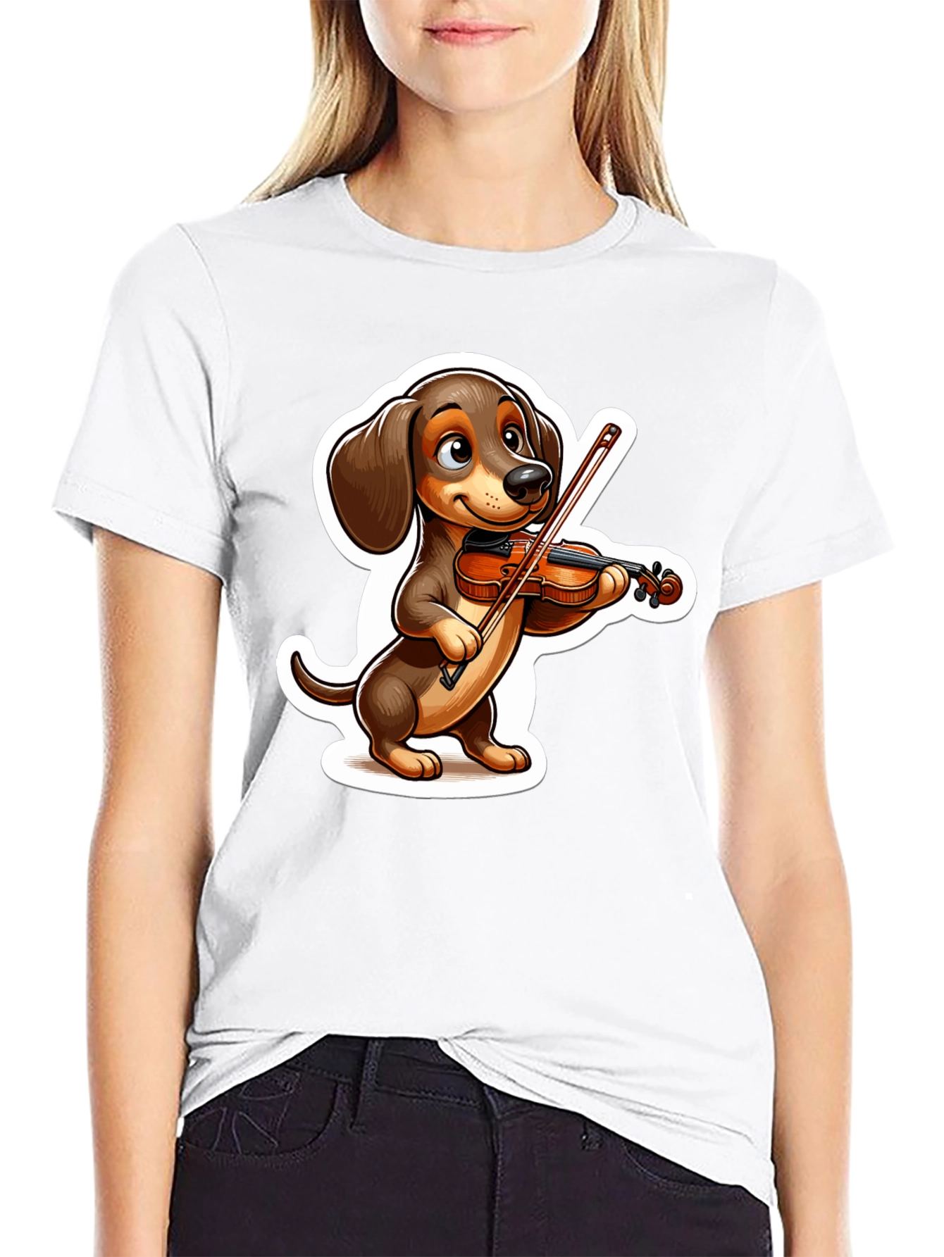 Black Dachshund Violinist T-Shirt - Cute Dog Lover Tee view 9