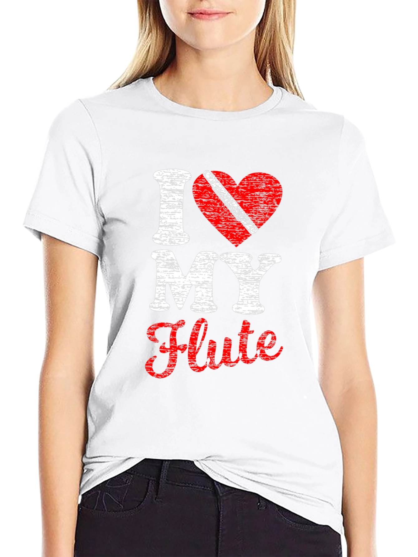 Black I Love My Flute Black T-Shirt view 9
