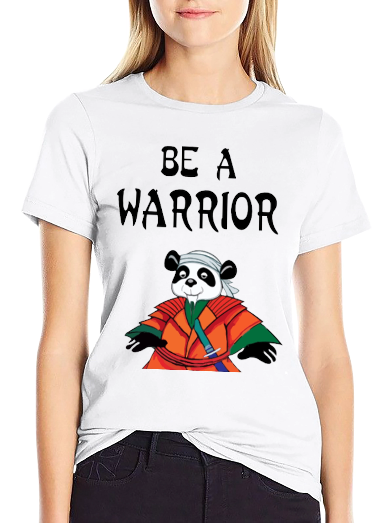 Black Be a Warrior Panda T-Shirt - Black view 9