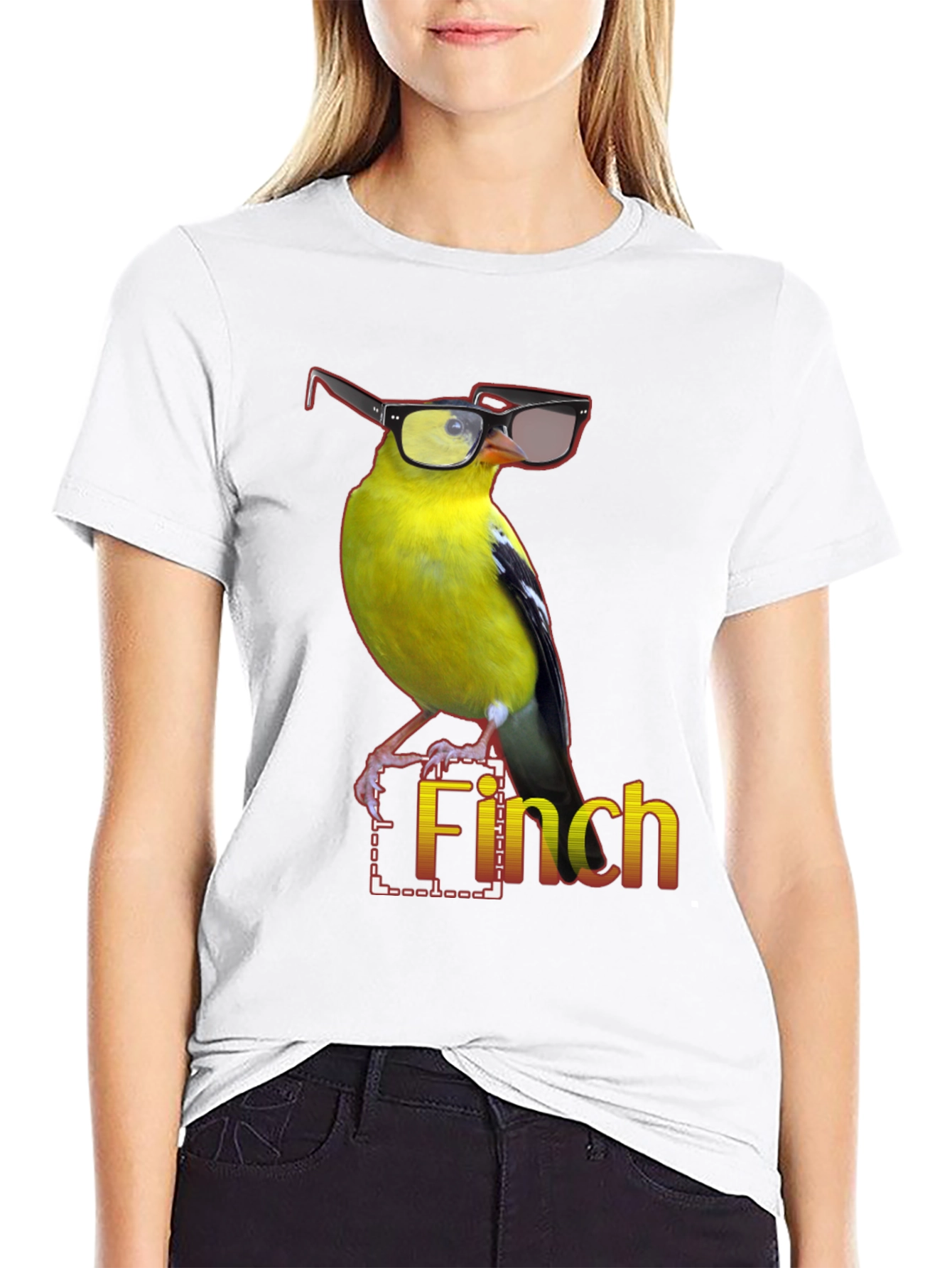 Black Stylish Finch Graphic Tee view 9