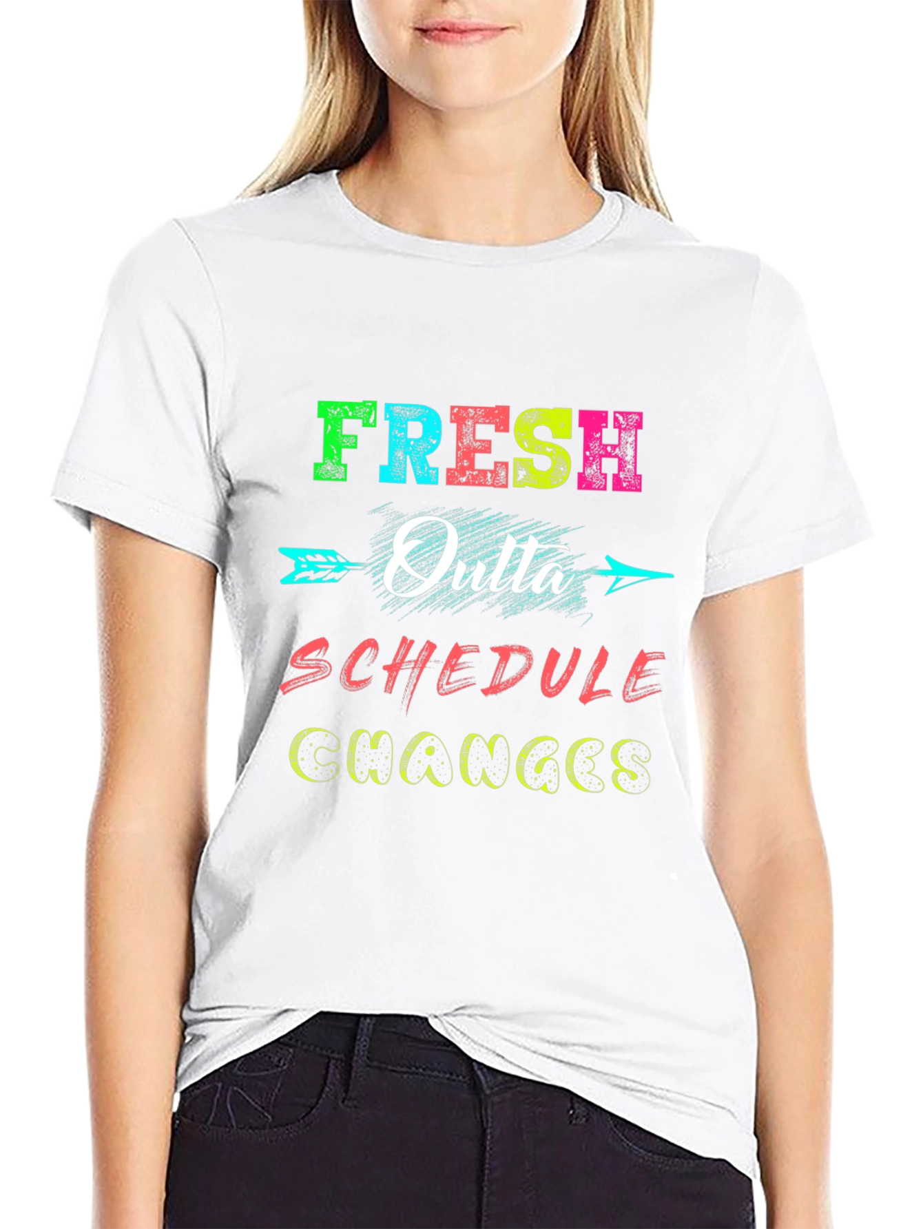 Black Fresh Outta Schedule Changes Graphic Tee view 9