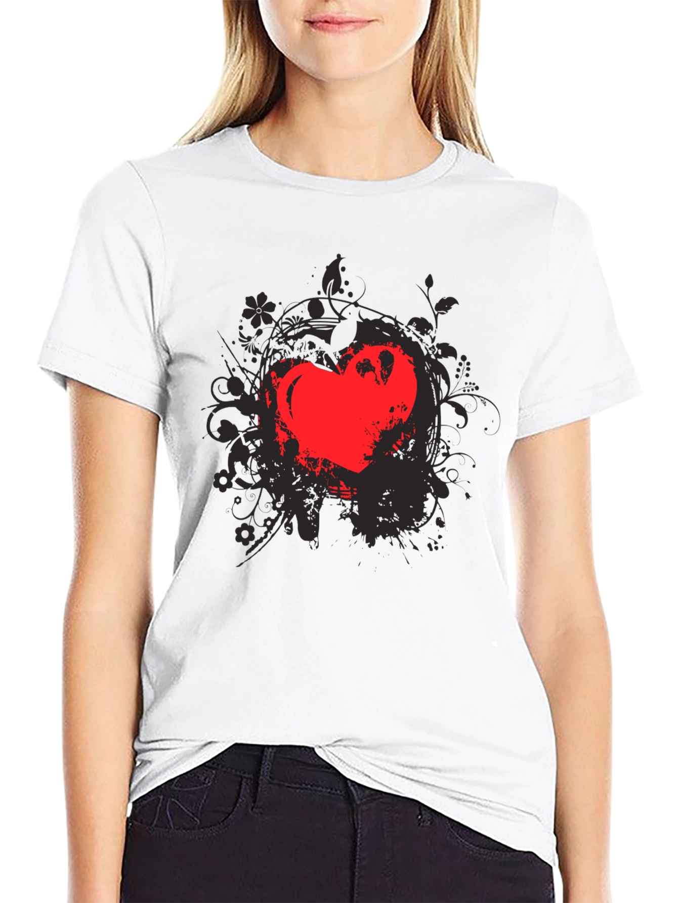 Black Heart Grunge Tee - Men's Black Graphic T-Shirt view 9