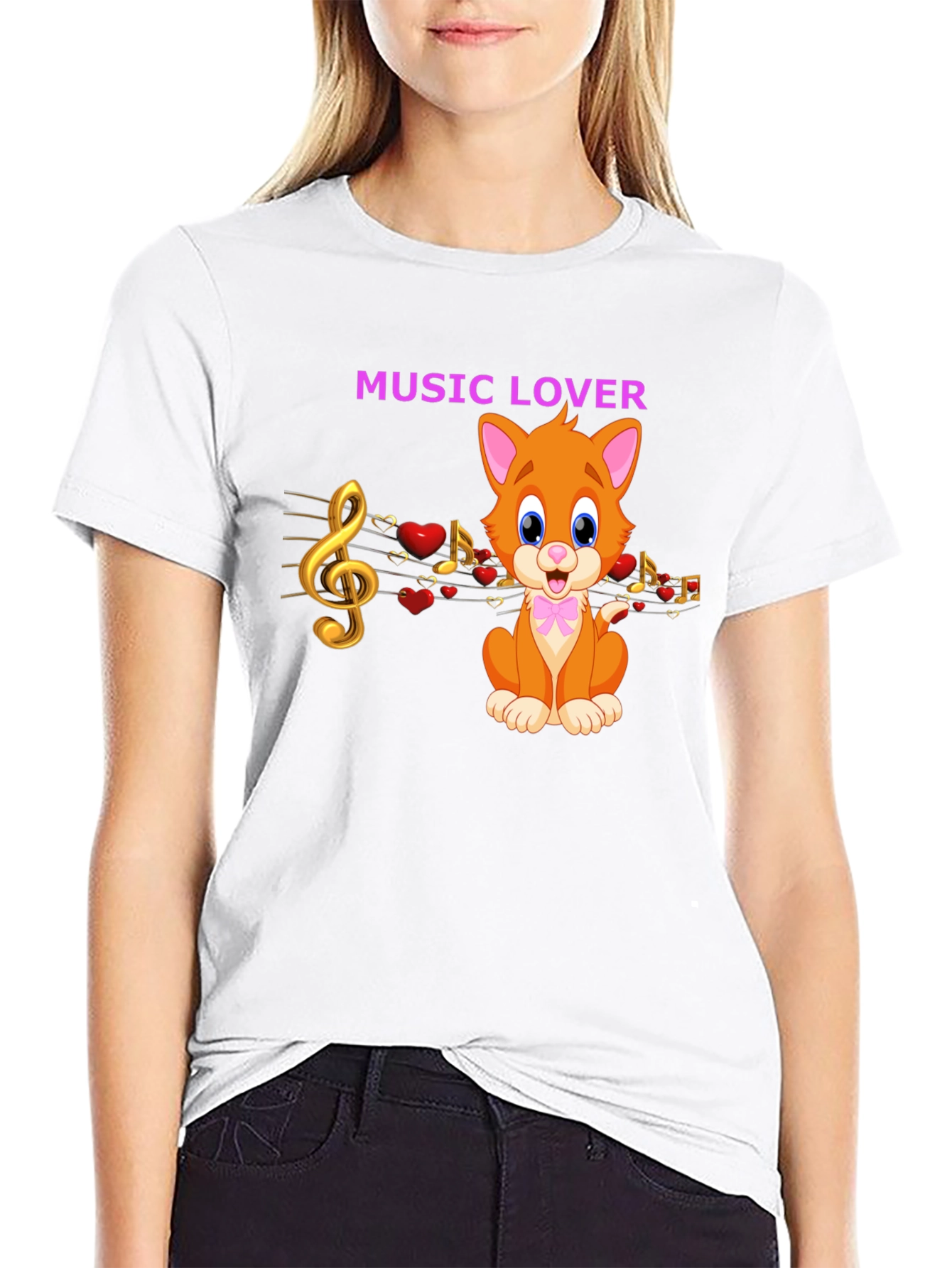 Black Music Lover Cat Graphic Tee view 9