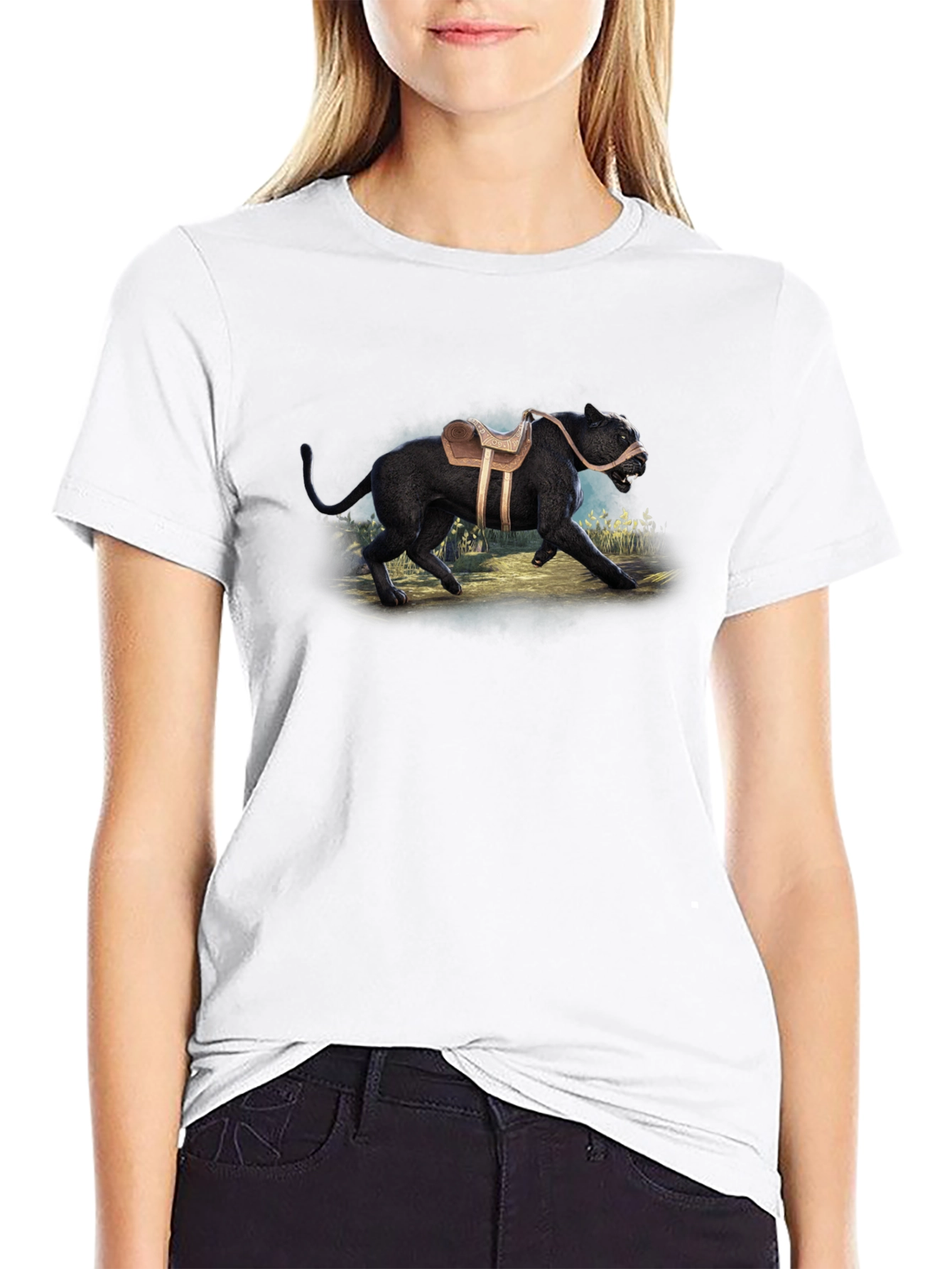 Black Saddled Panther Graphic T-Shirt view 9