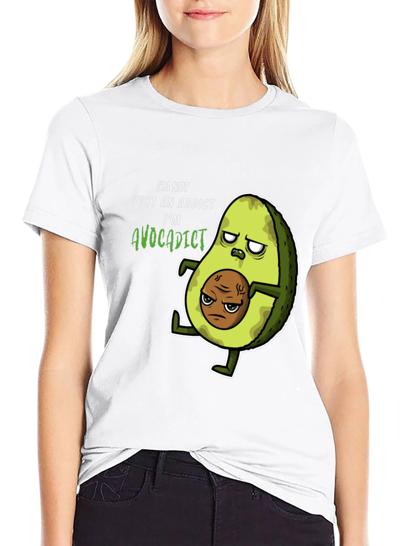 Black Avocaddict T-Shirt Funny Graphic Tee view 9