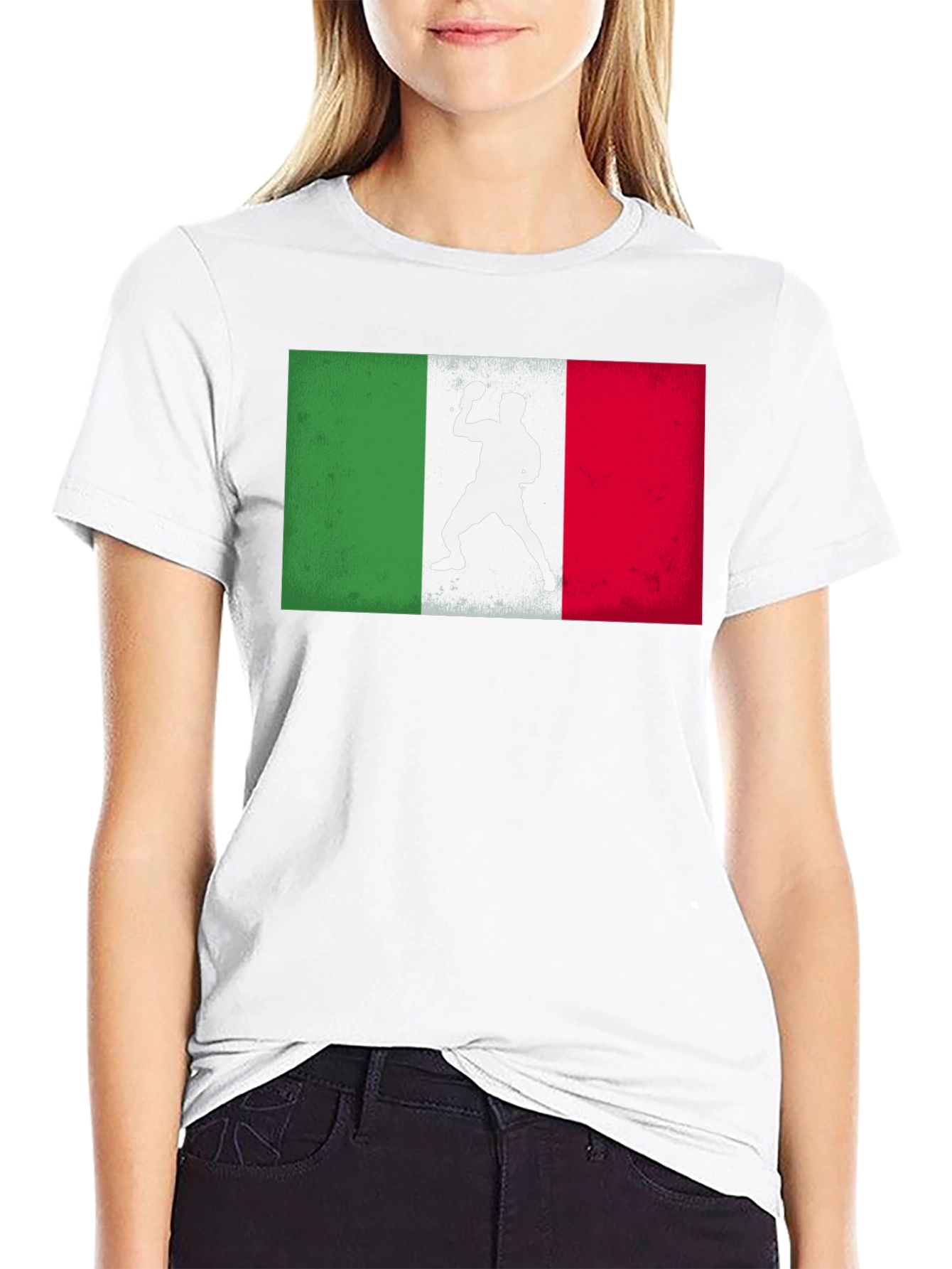Black Italy Table Tennis Flag T-Shirt view 9