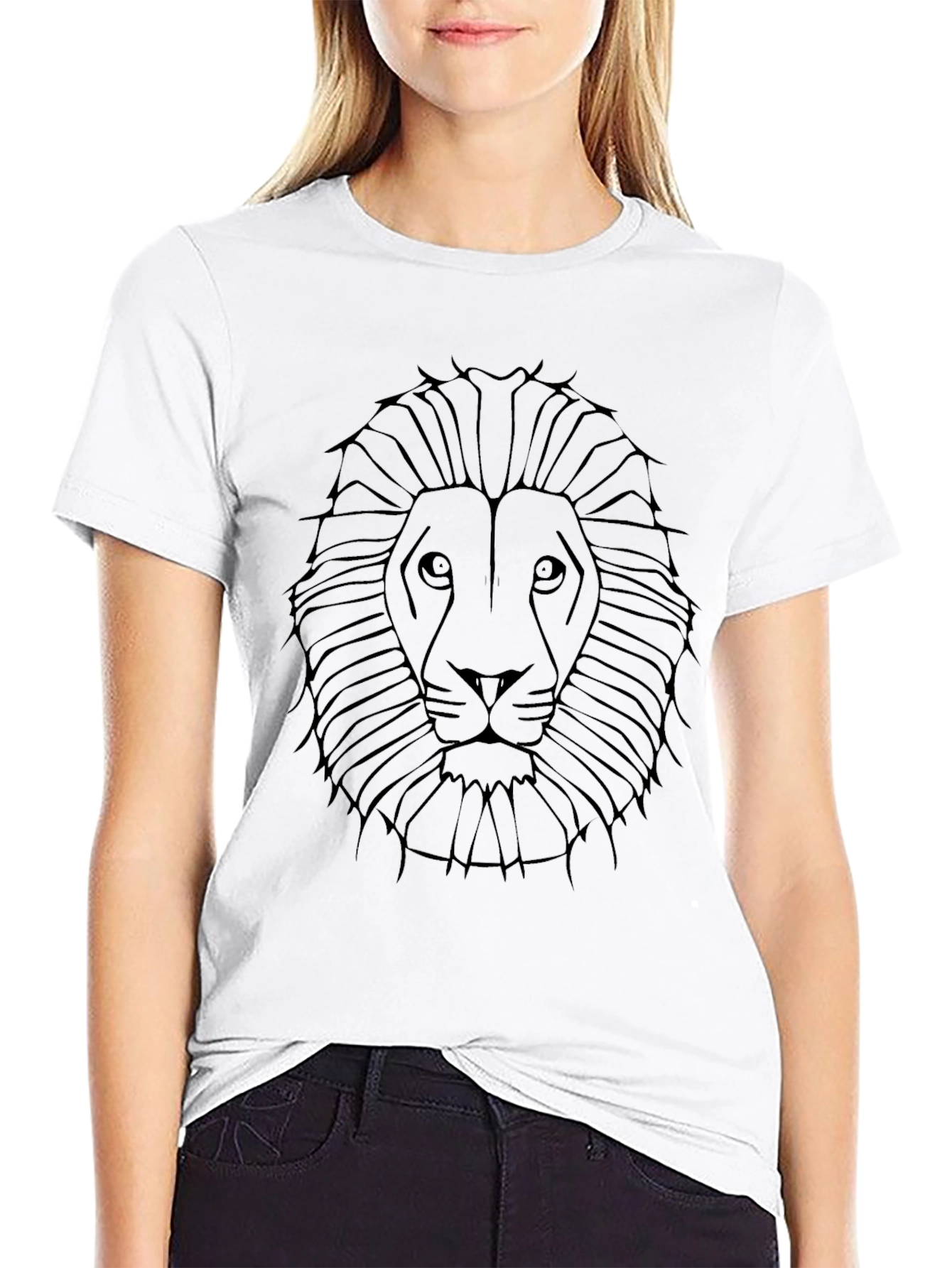 Black Lion Graphic Print Crew Neck T-Shirt view 9