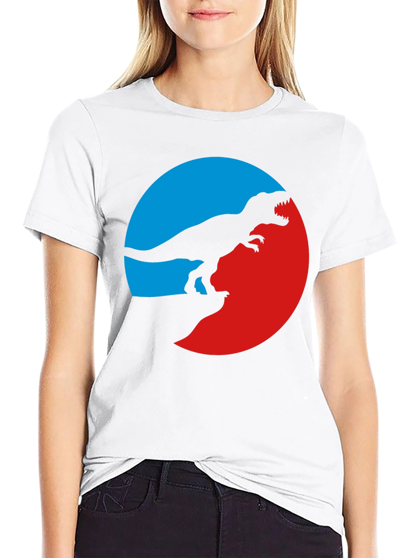 Black Dino Circle Tee - Graphic T-Rex T-Shirt view 9