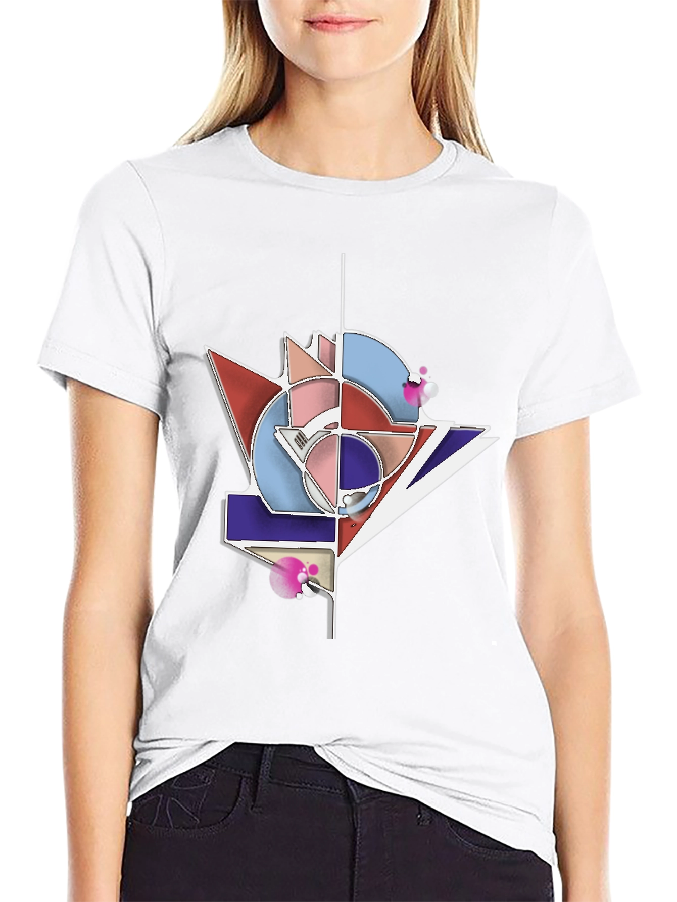 Black Geometric Graphic Tee - Modern Art T-Shirt view 9