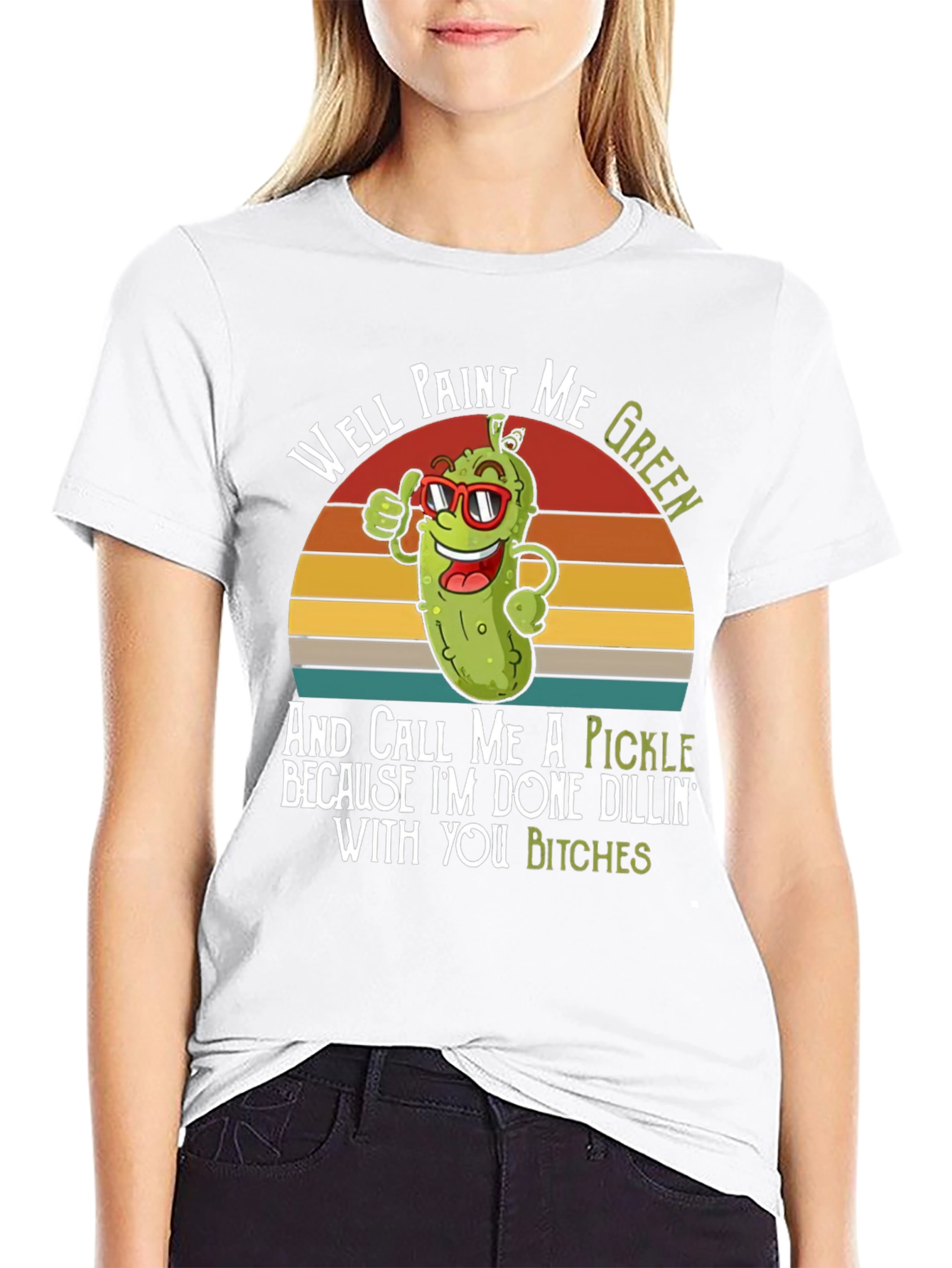 Black Well Paint Me Green Pickle Funny T-Shirt view 9