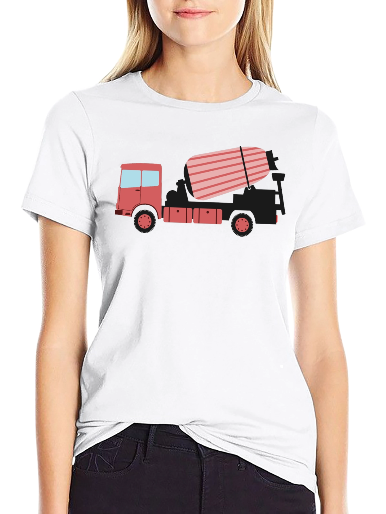 Black Concrete Truck Graphic Tee - Black Casual T-Shirt view 9
