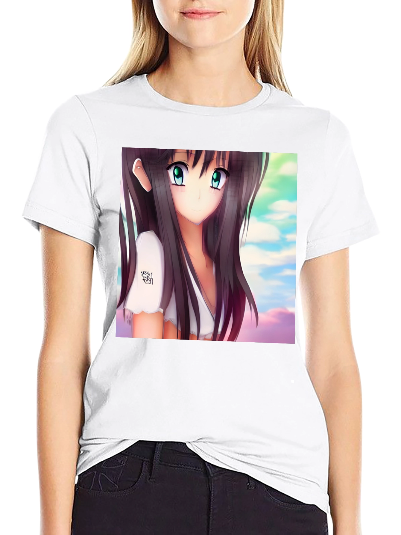 Black Anime Girl Graphic Black Tee - Stylish & Unique view 9