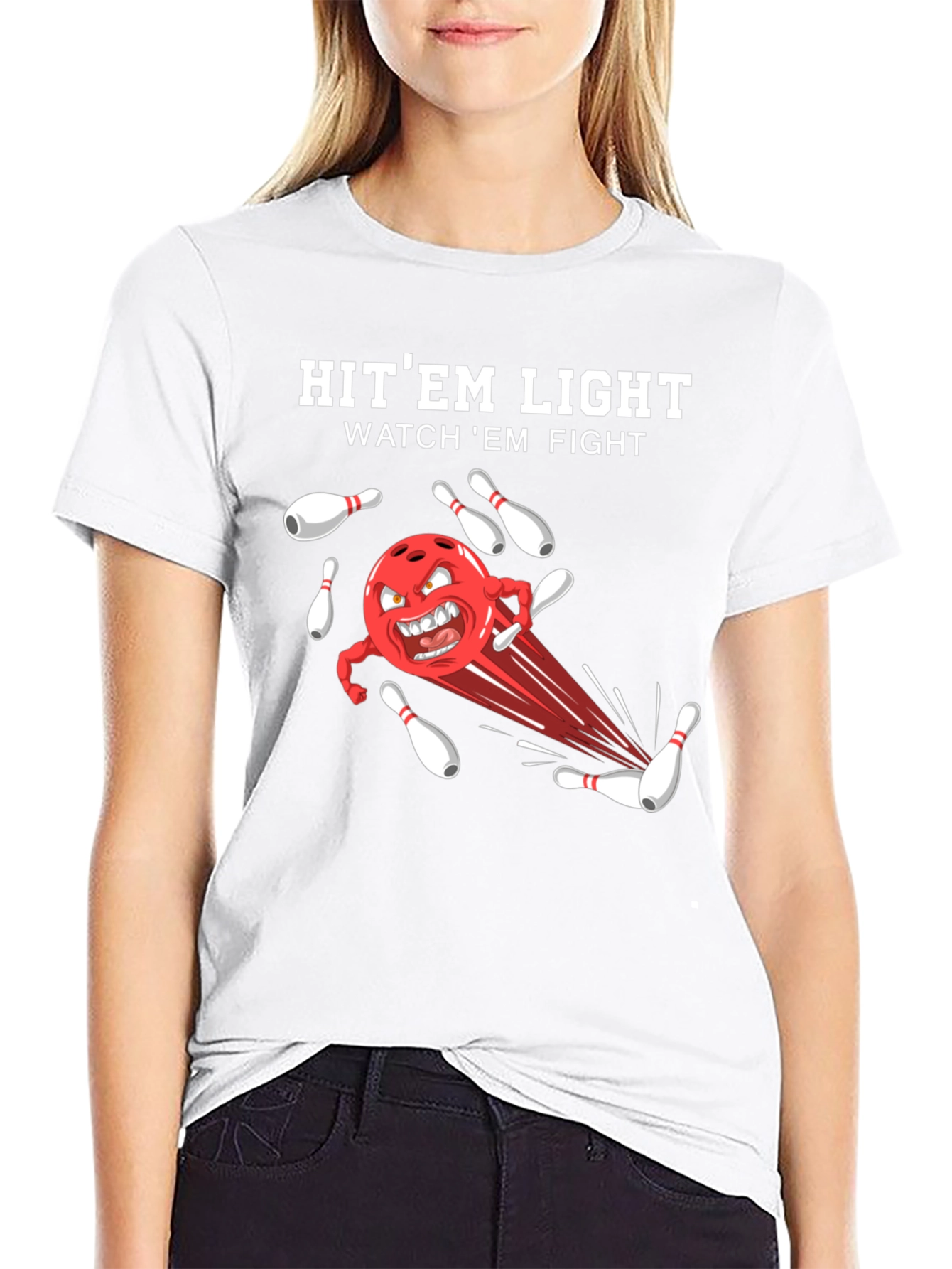 Black Bowling T-Shirt: Hit 'Em Light, Watch 'Em Fight! view 9