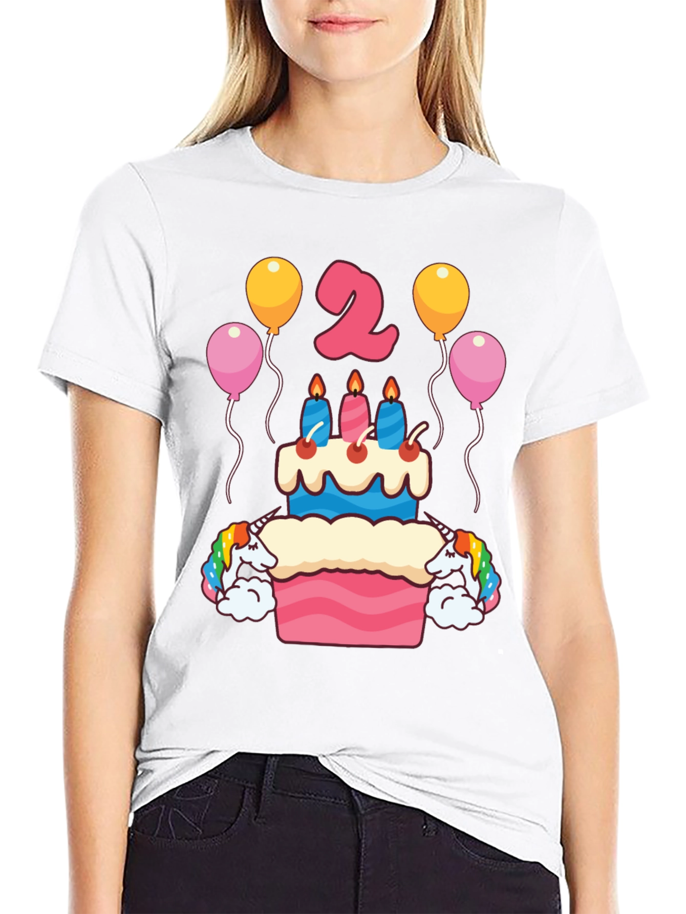 Black Unicorn 2nd Birthday Party T-Shirt view 9