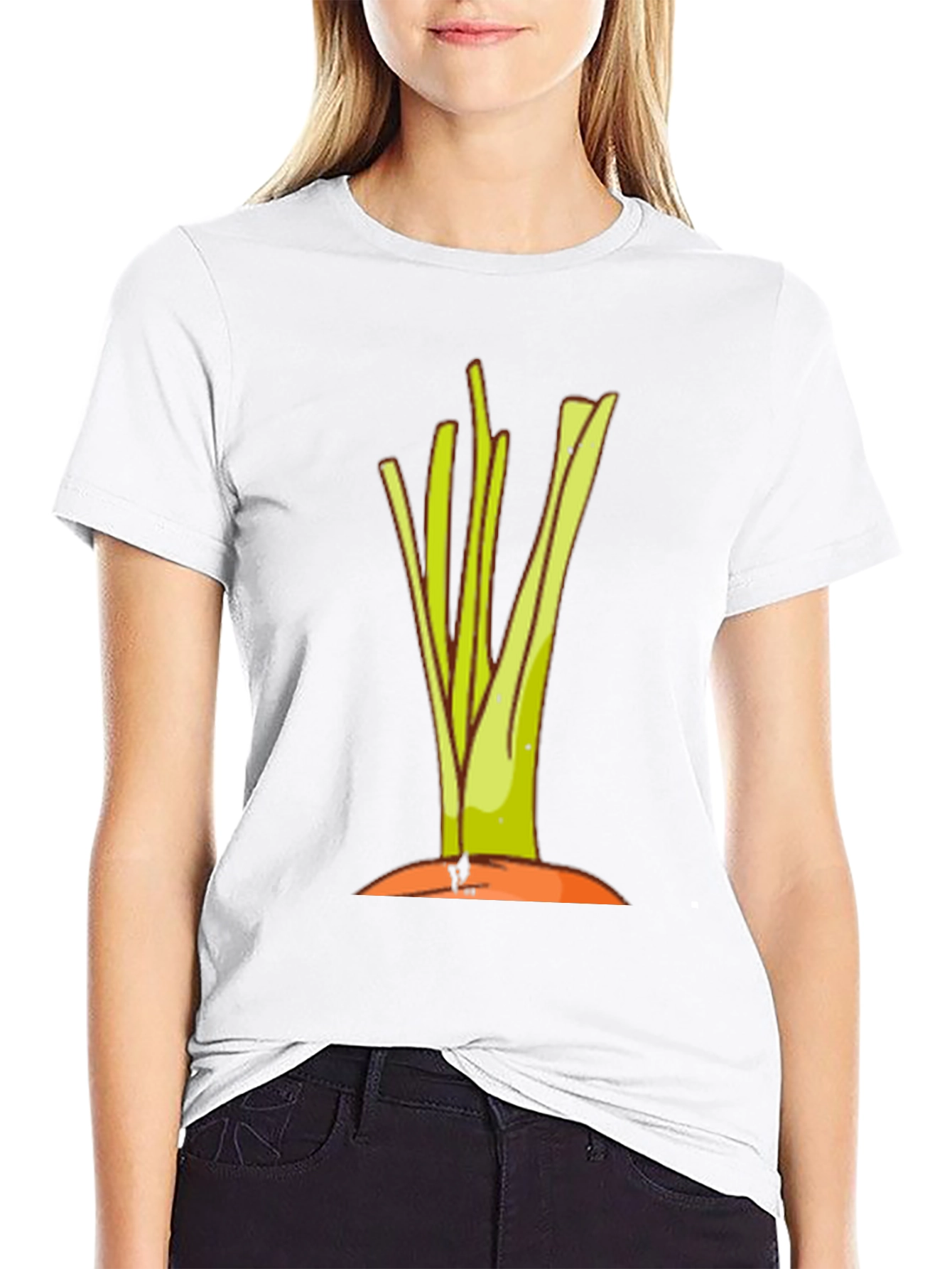 Cartoon Leek Graphic Black Tee - 9