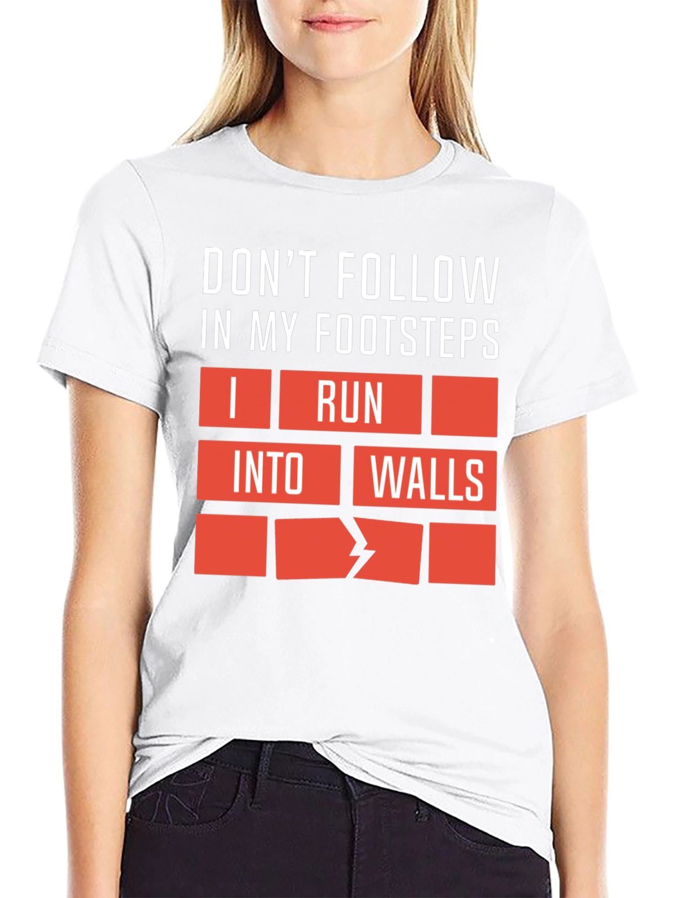 Black Funny Graphic Tee - Don't Follow My Footsteps! view 9