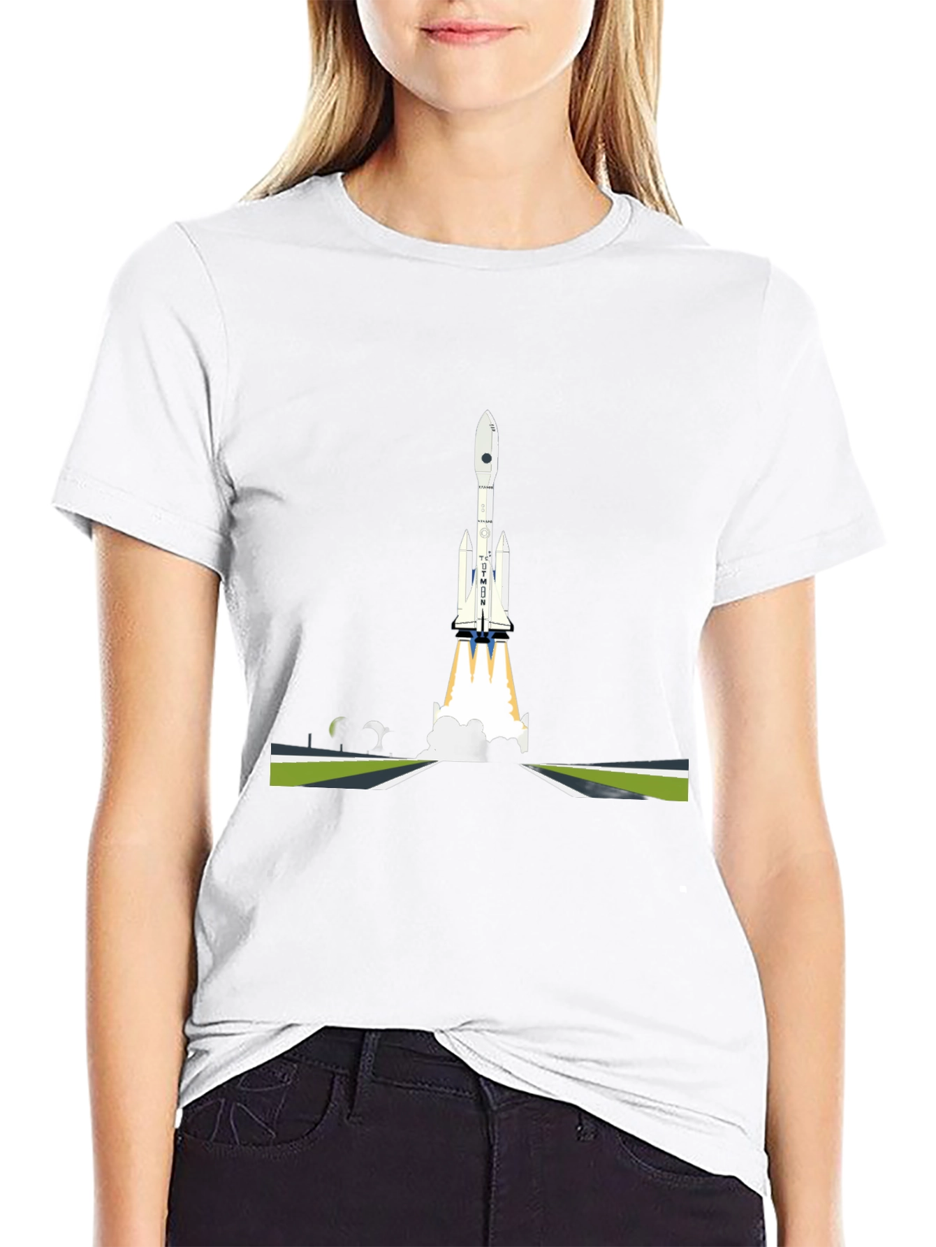 Black Rocket Launch Graphic T-Shirt - Space Exploration Tee view 9