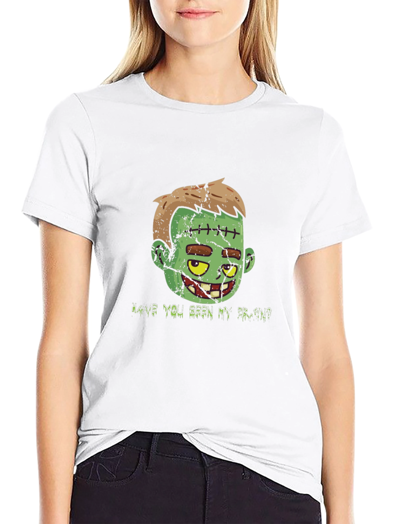 Black Zombie Brain T-Shirt - Halloween Graphic Tee view 9