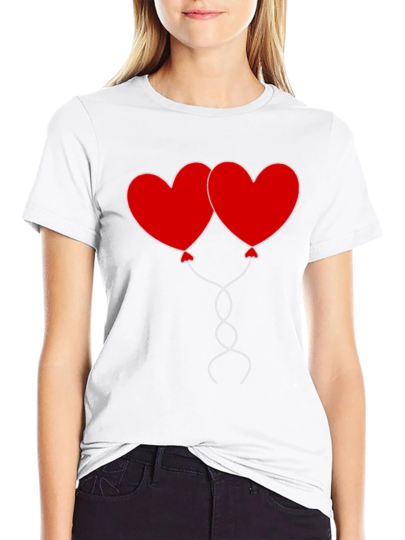 Black Heart Balloons Graphic Tee - Black Cotton Casual Shirt view 9