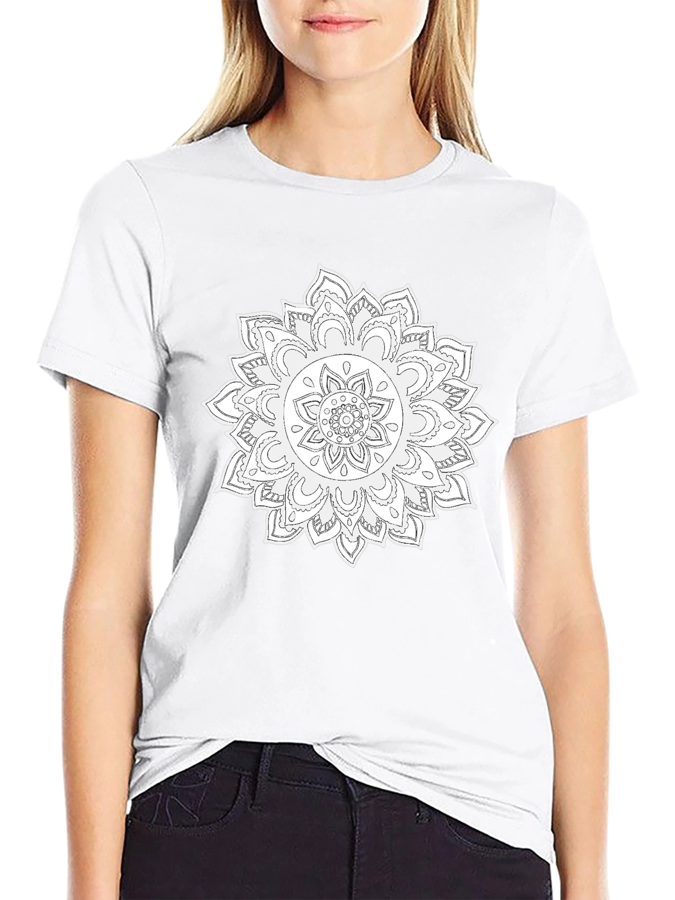 Black Mandala Graphic Tee - Unique Black T-Shirt view 9