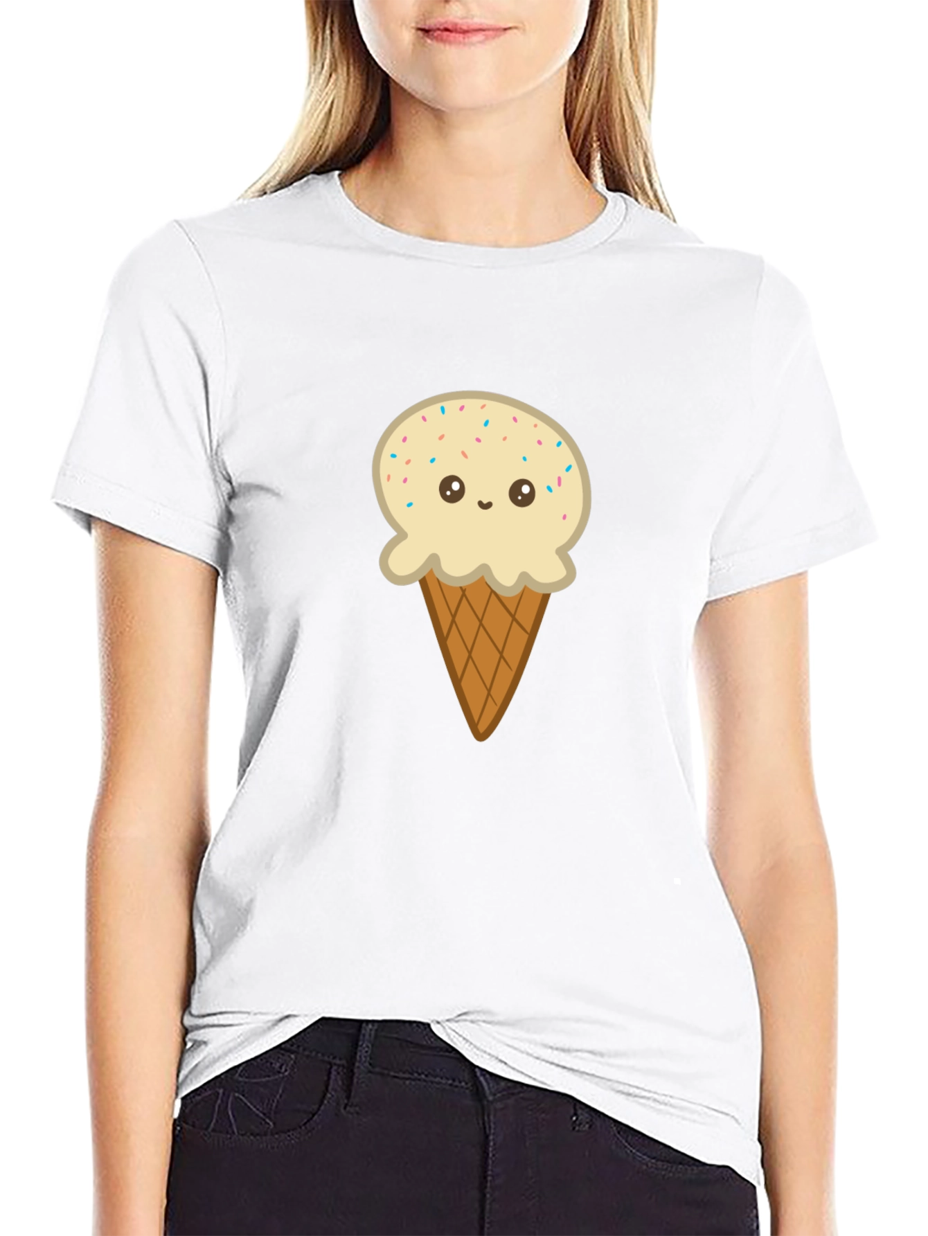 Black Ice Cream Cone Graphic Tee - Black Cotton T-Shirt view 9