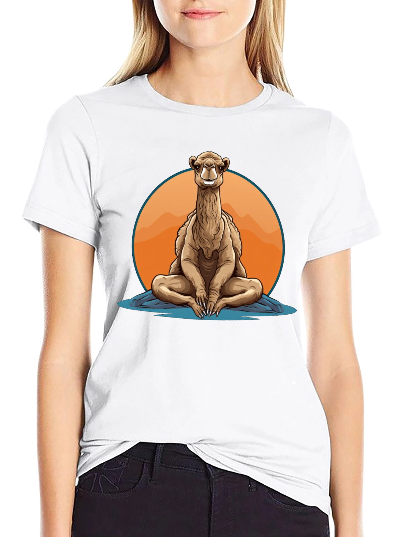 Black Meditating Camel T-Shirt - Zen Animal Graphic Tee view 9