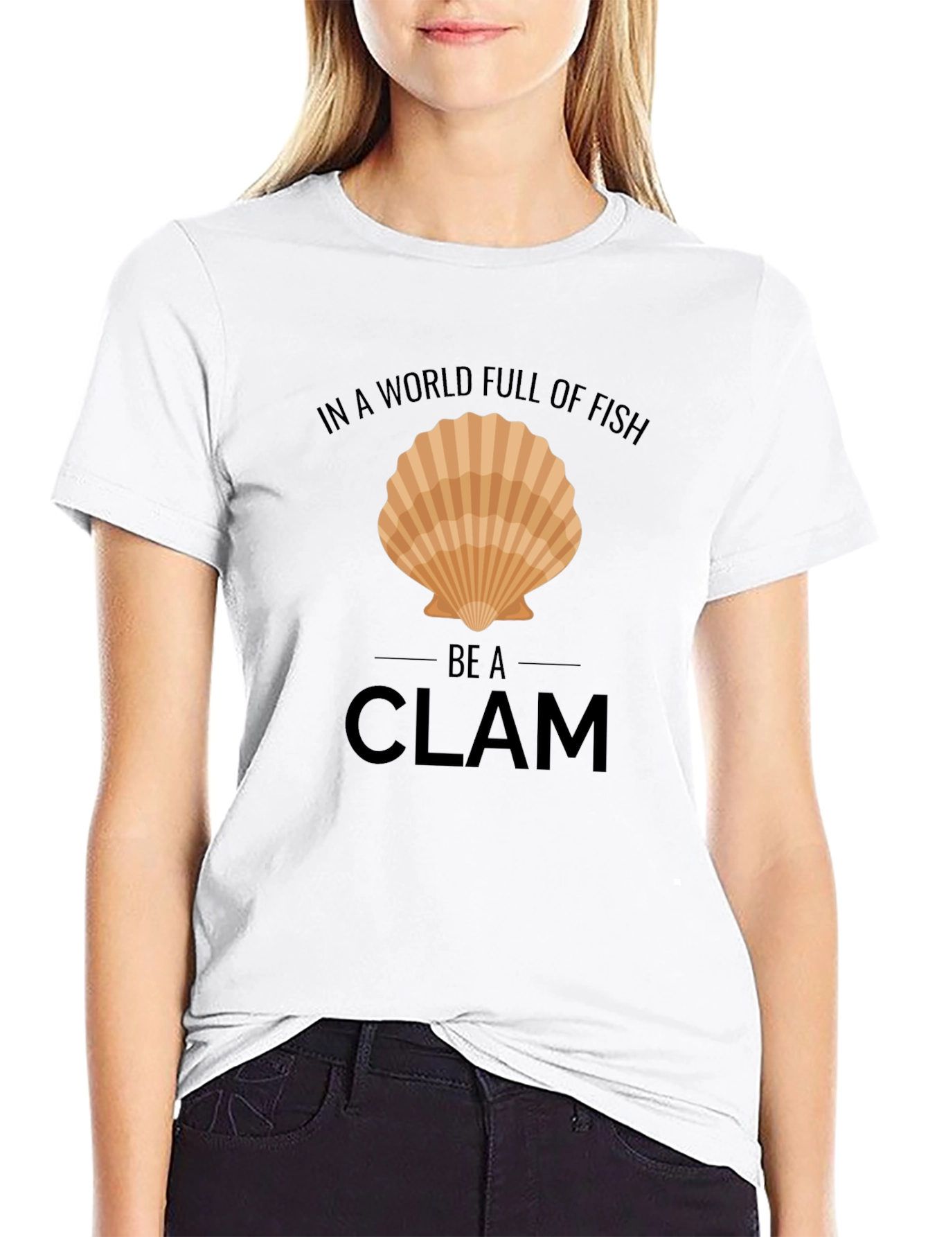 Black Be a Clam T-Shirt - Funny Graphic Tee view 9