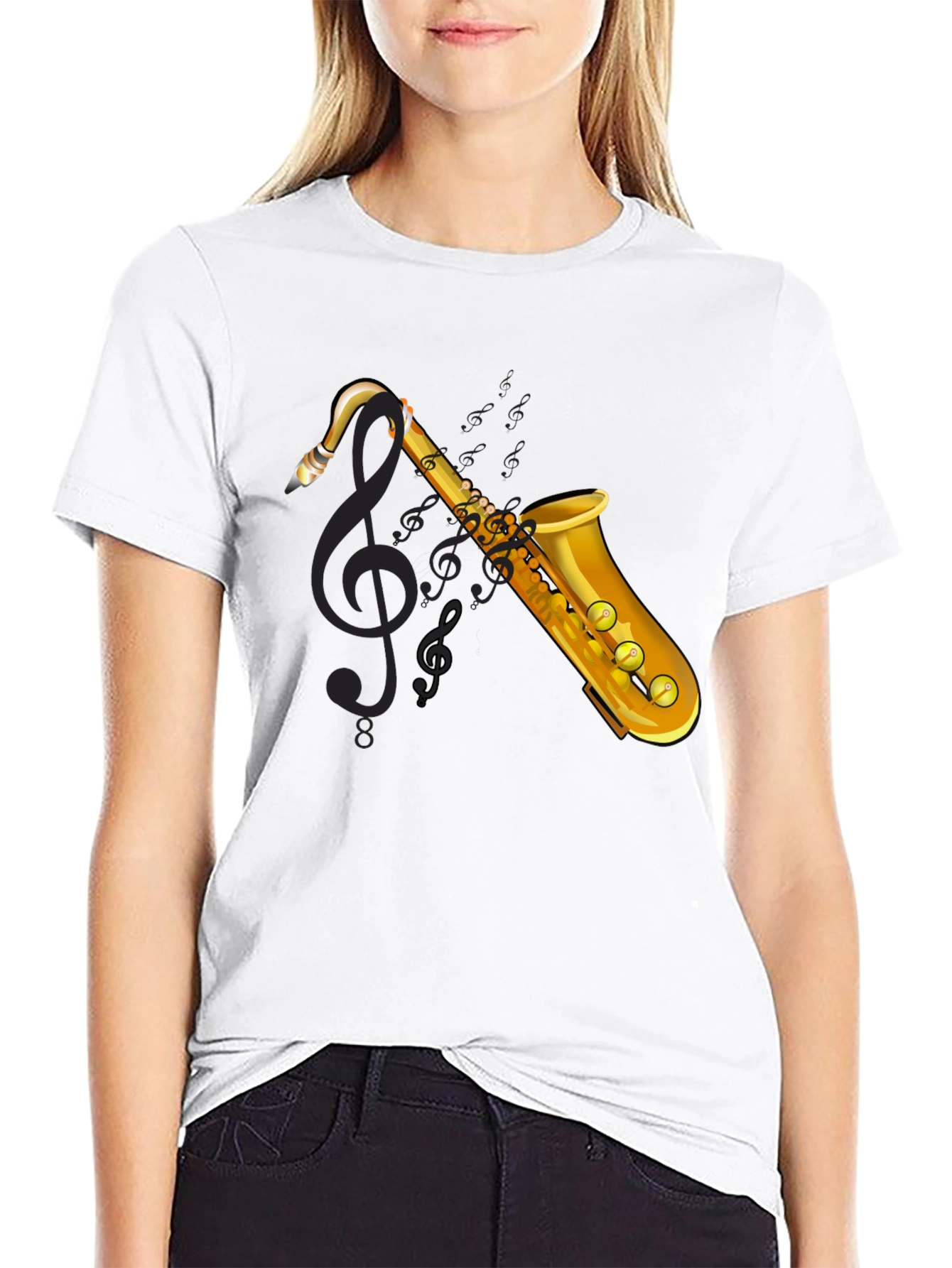 Black Saxophone Graphic Tee - Music Lover's T-Shirt view 9