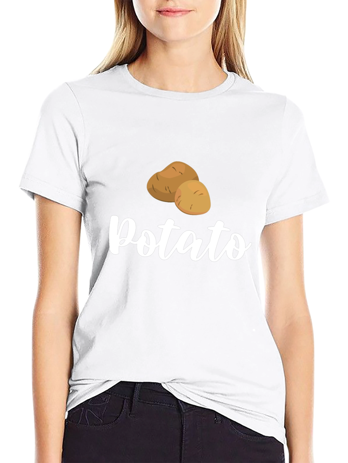Black Funny Potato Graphic Black T-Shirt view 9