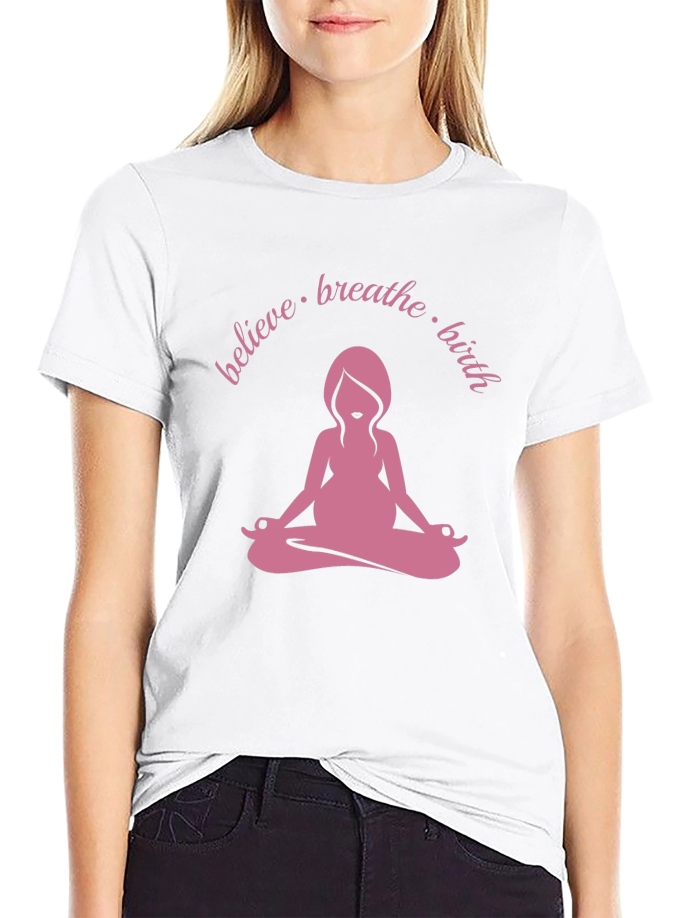 Black Believe Breathe Birth Yoga Tee view 9