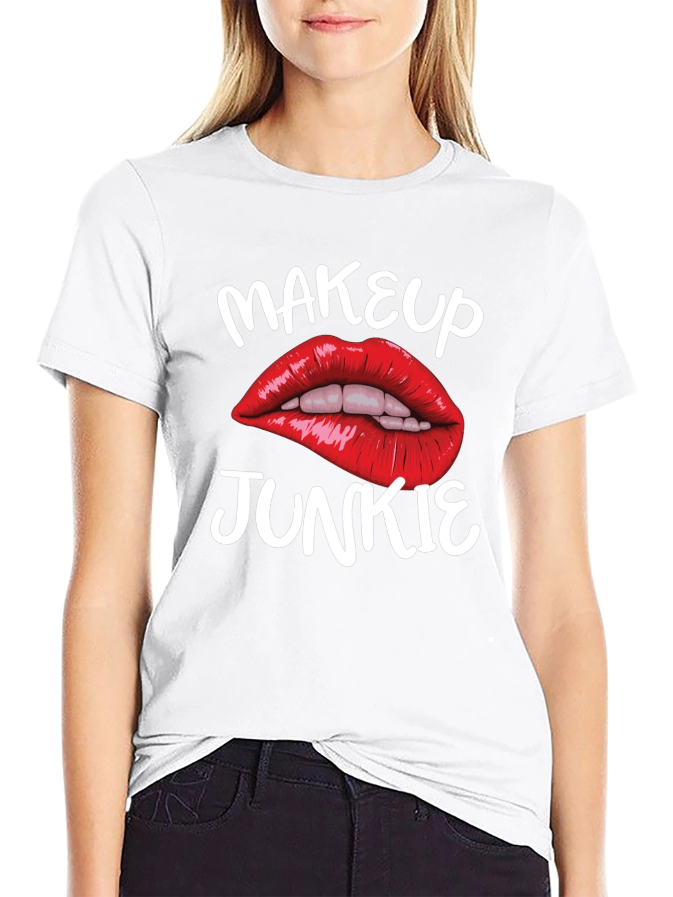 Black Makeup Junkie Graphic Tee - Bold Lips Black T-Shirt view 9