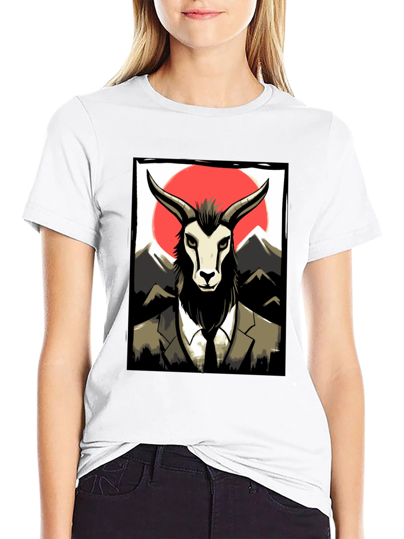 Black Goat Suit T-Shirt - Mountain Scene Tee view 9