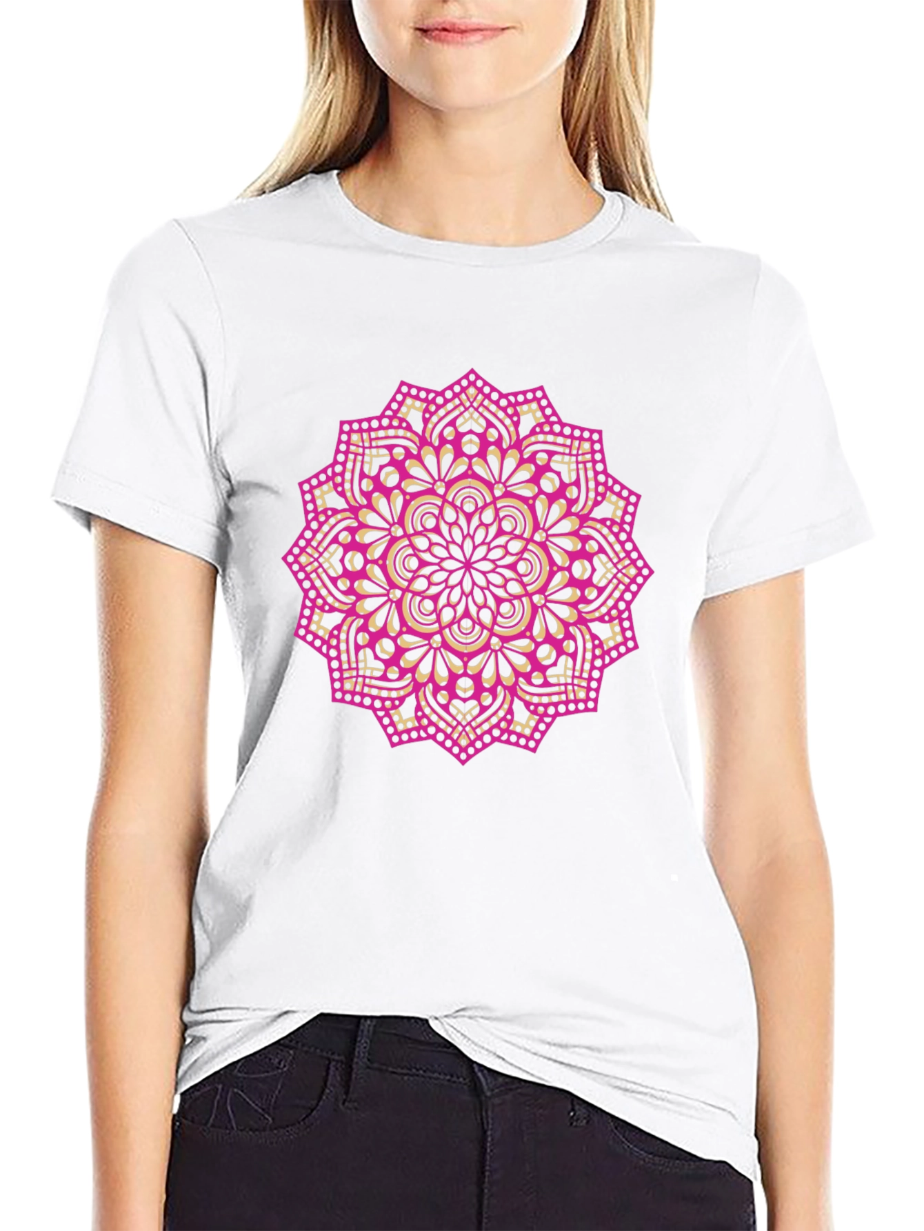 Black Mandala Graphic Tee - Black Cotton Blend view 9