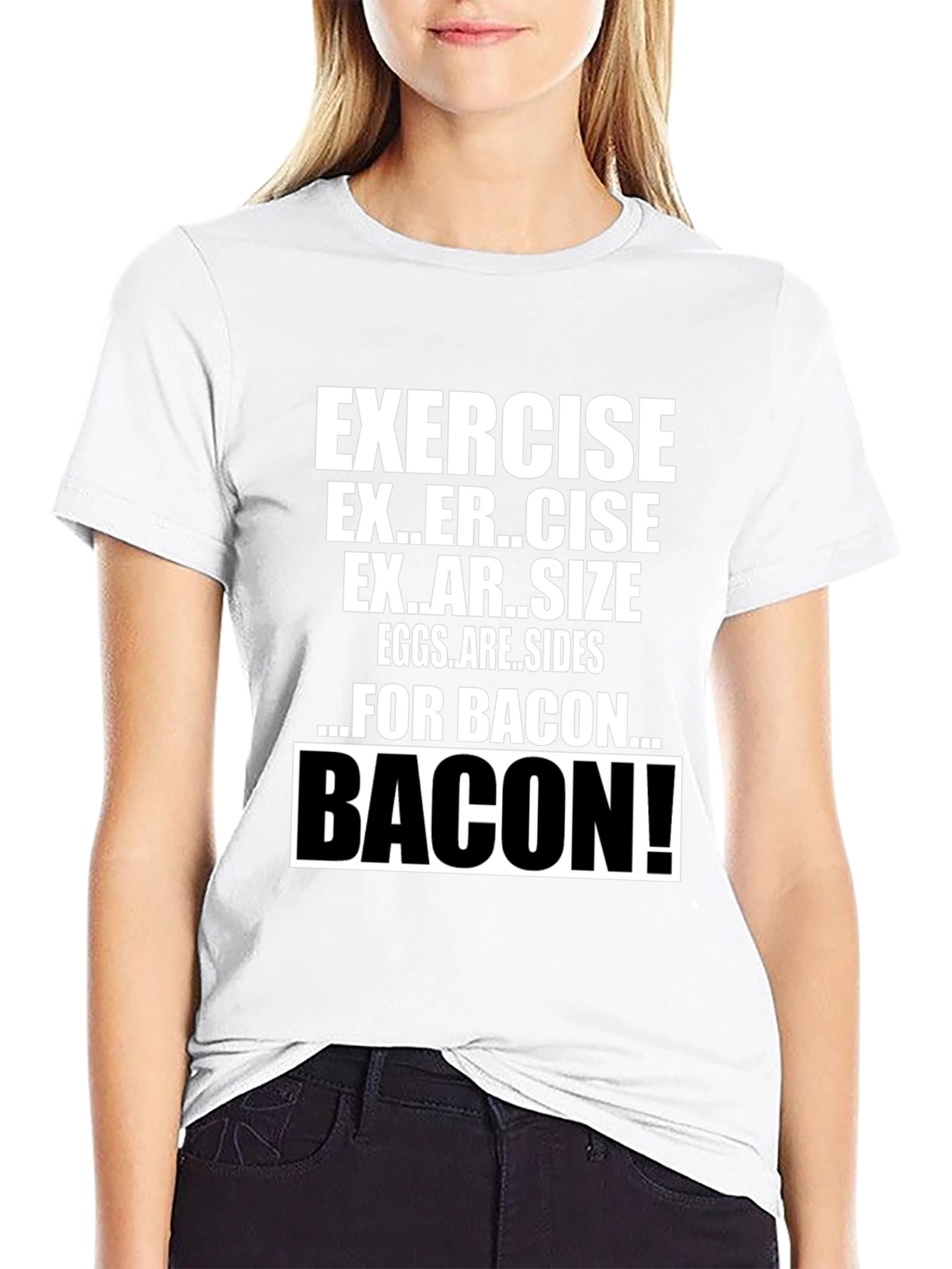 Black Funny Exercise for Bacon T-Shirt view 9