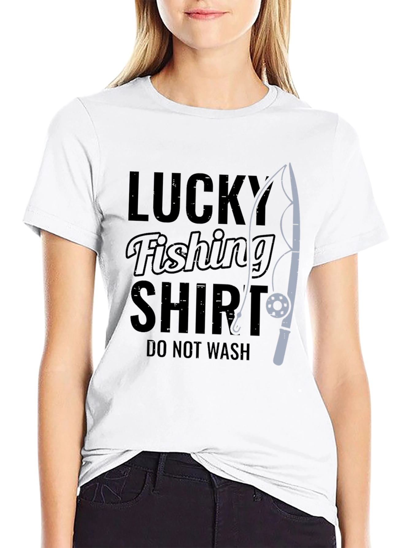Black Lucky Fishing Shirt - Funny Graphic Tee view 9