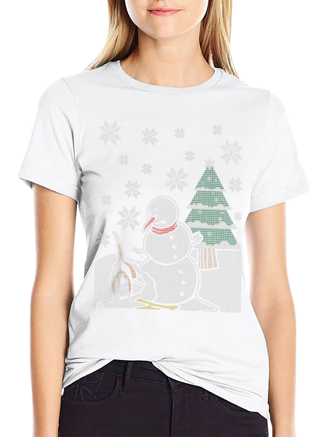 Black Funny Christmas T-Shirt Dog Snowman view 9