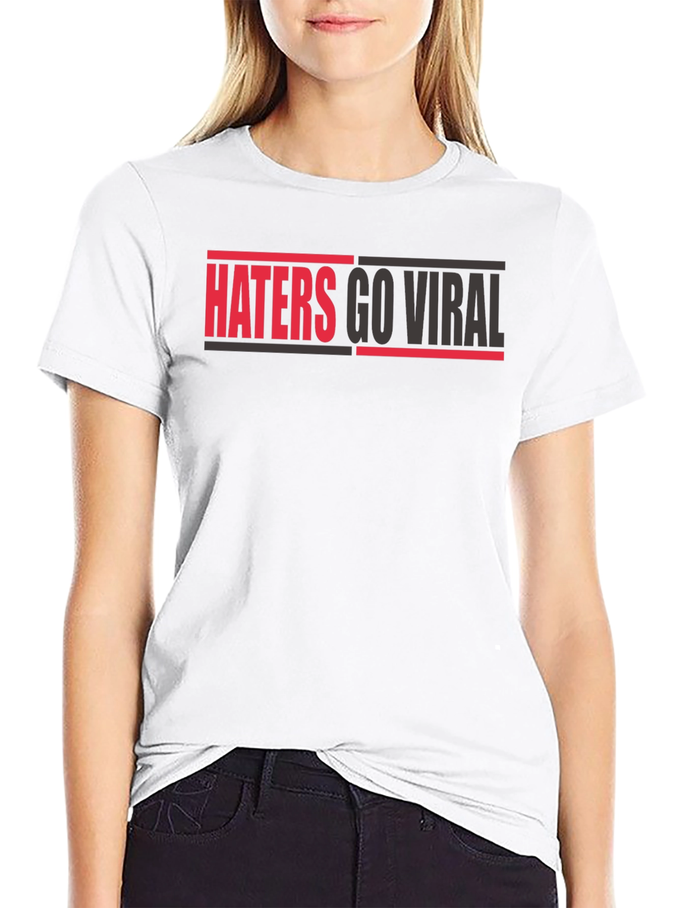 Black Haters Go Viral Graphic Tee - Bold Statement Shirt view 9