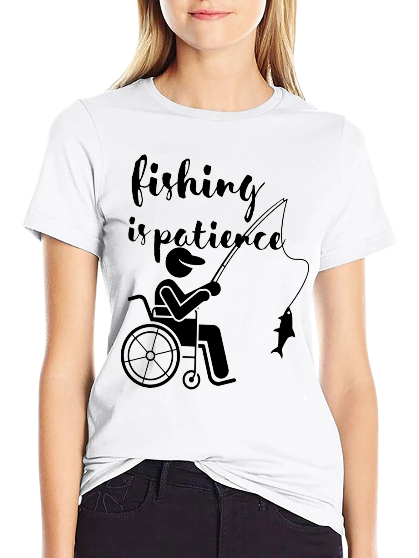 Black Fishing is Patience Tee - Accessible Angling Design view 9