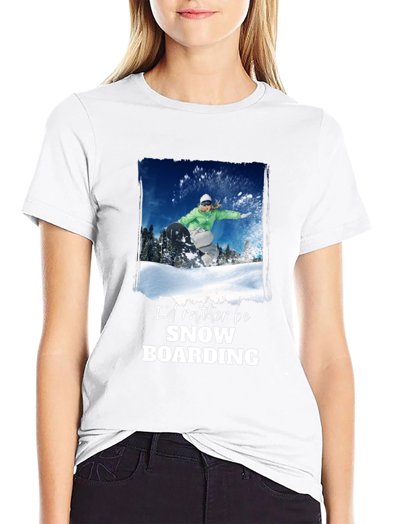 Black Snowboarding Graphic T-Shirt - Black view 9