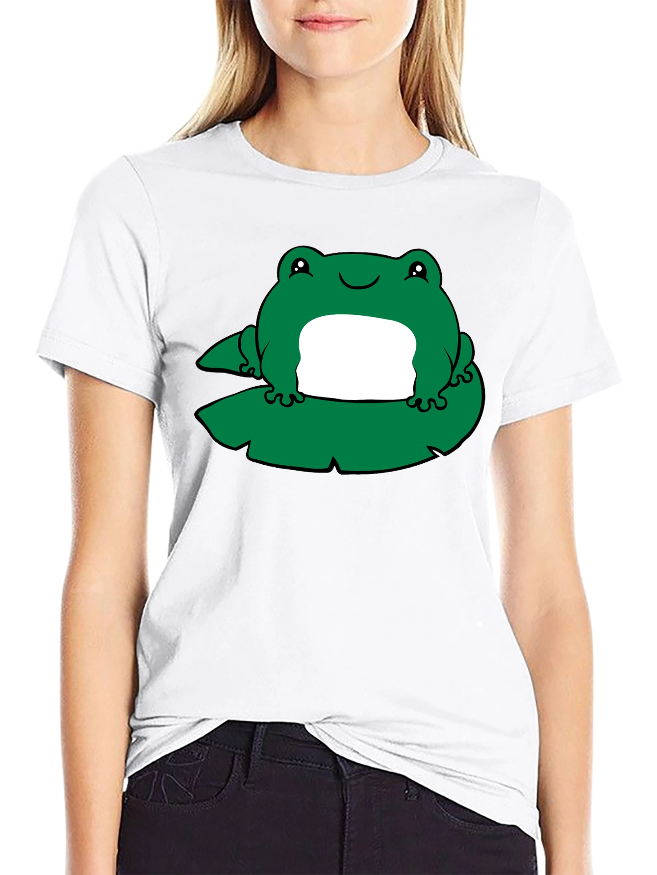 Frog on Lily Pad Graphic Tee - Black - 9