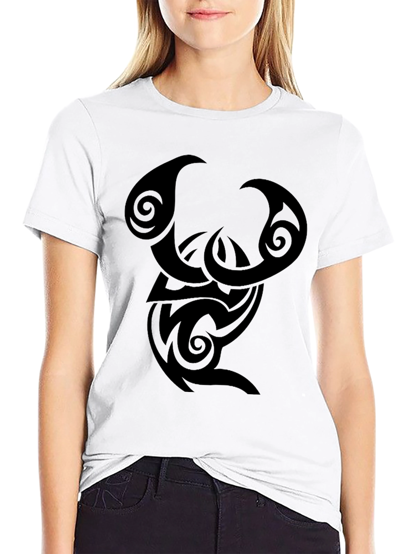 Black Tribal Design Black T-Shirt view 9