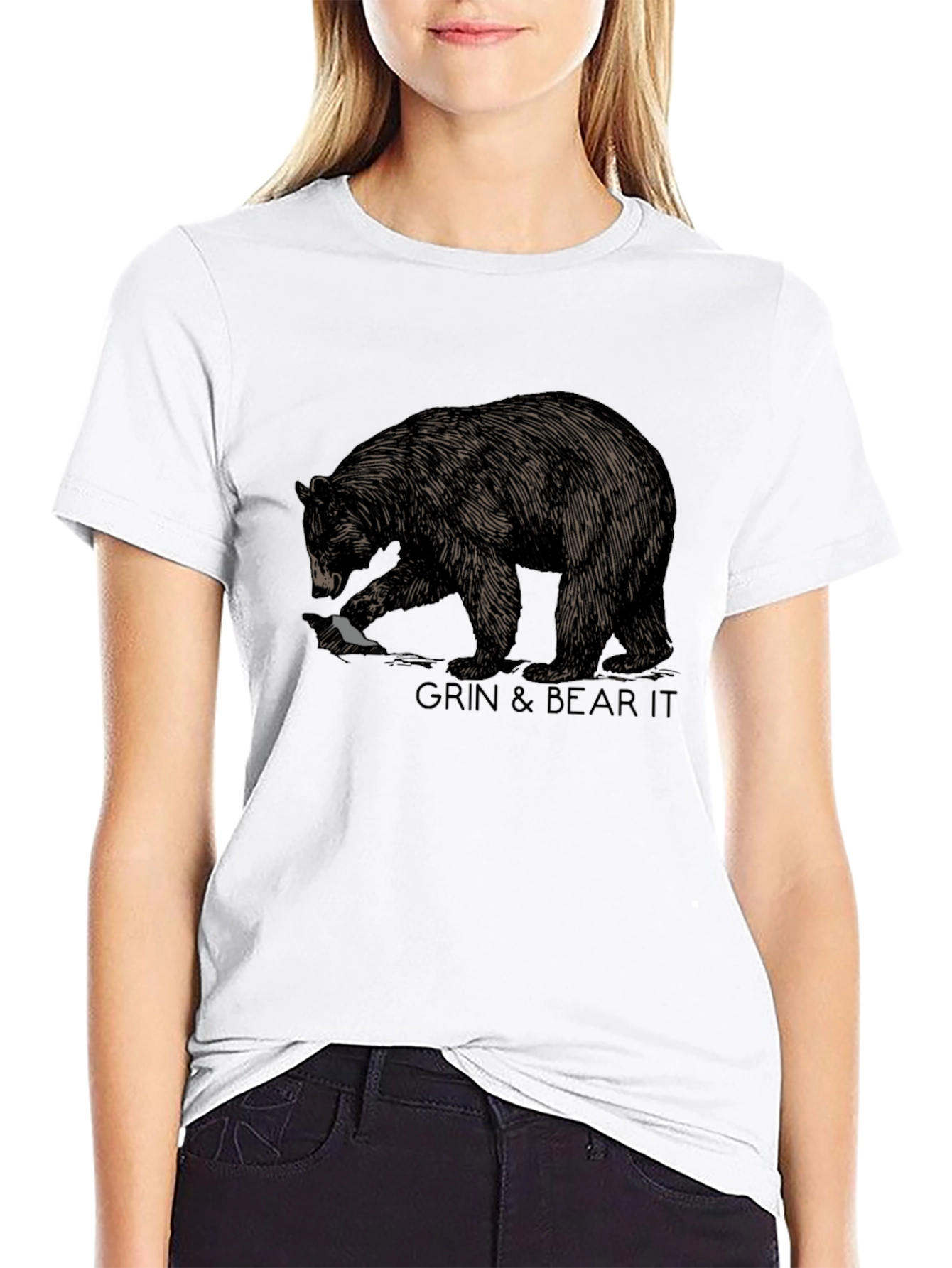 Black Grin & Bear It Graphic Tee - Black view 9