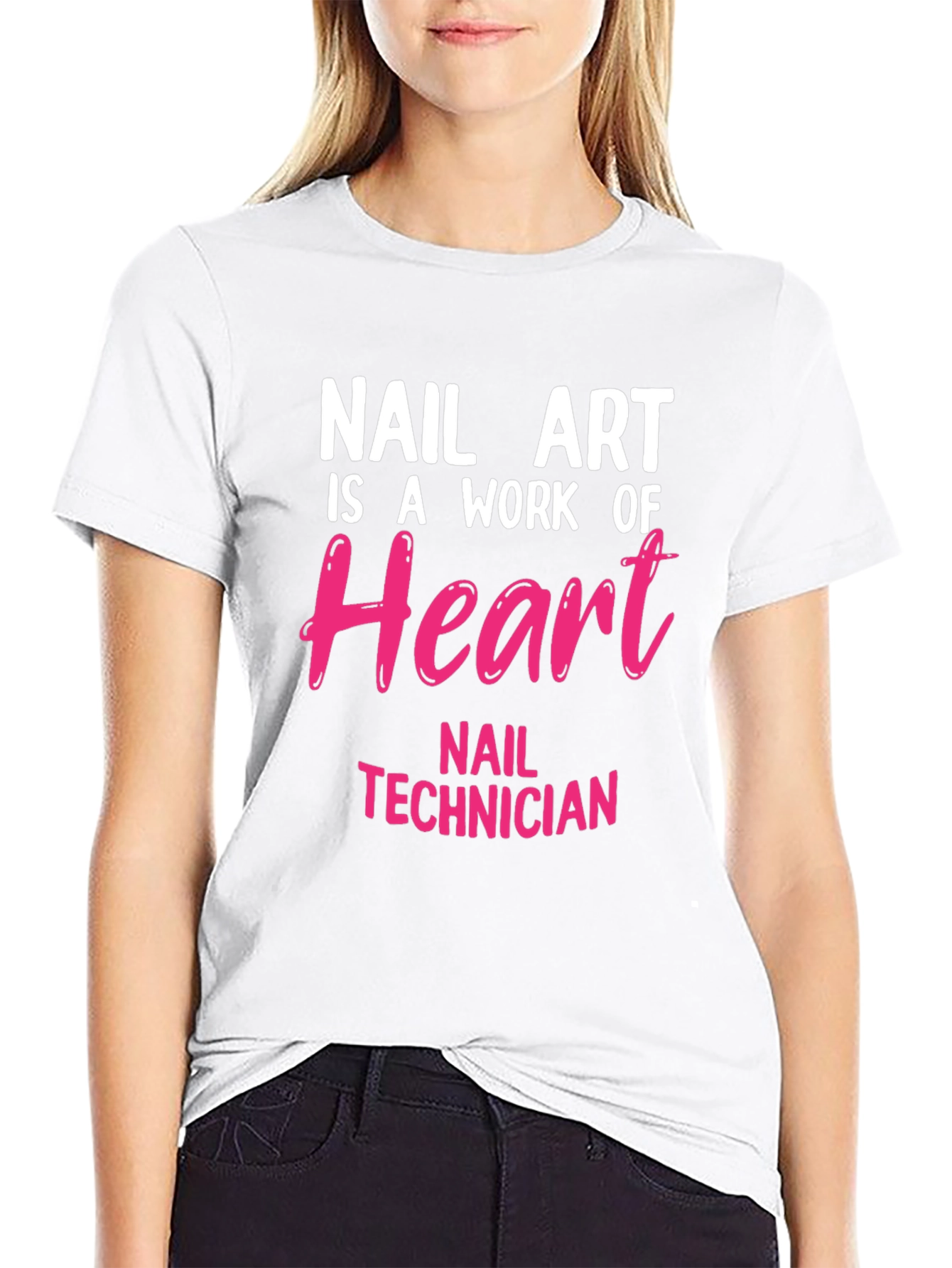 Black Nail Art Technician T-Shirt - Work of Heart Design view 9