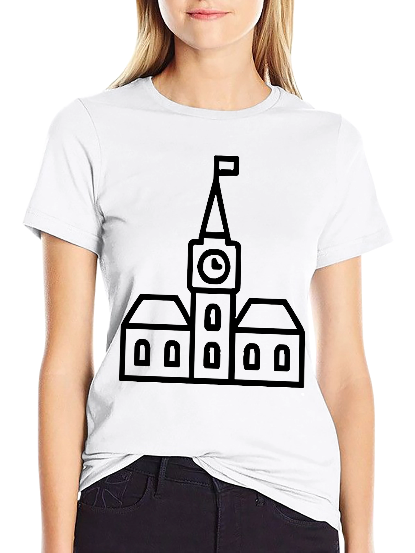 Black Clock Tower Graphic Tee - Classic Black T-Shirt view 9