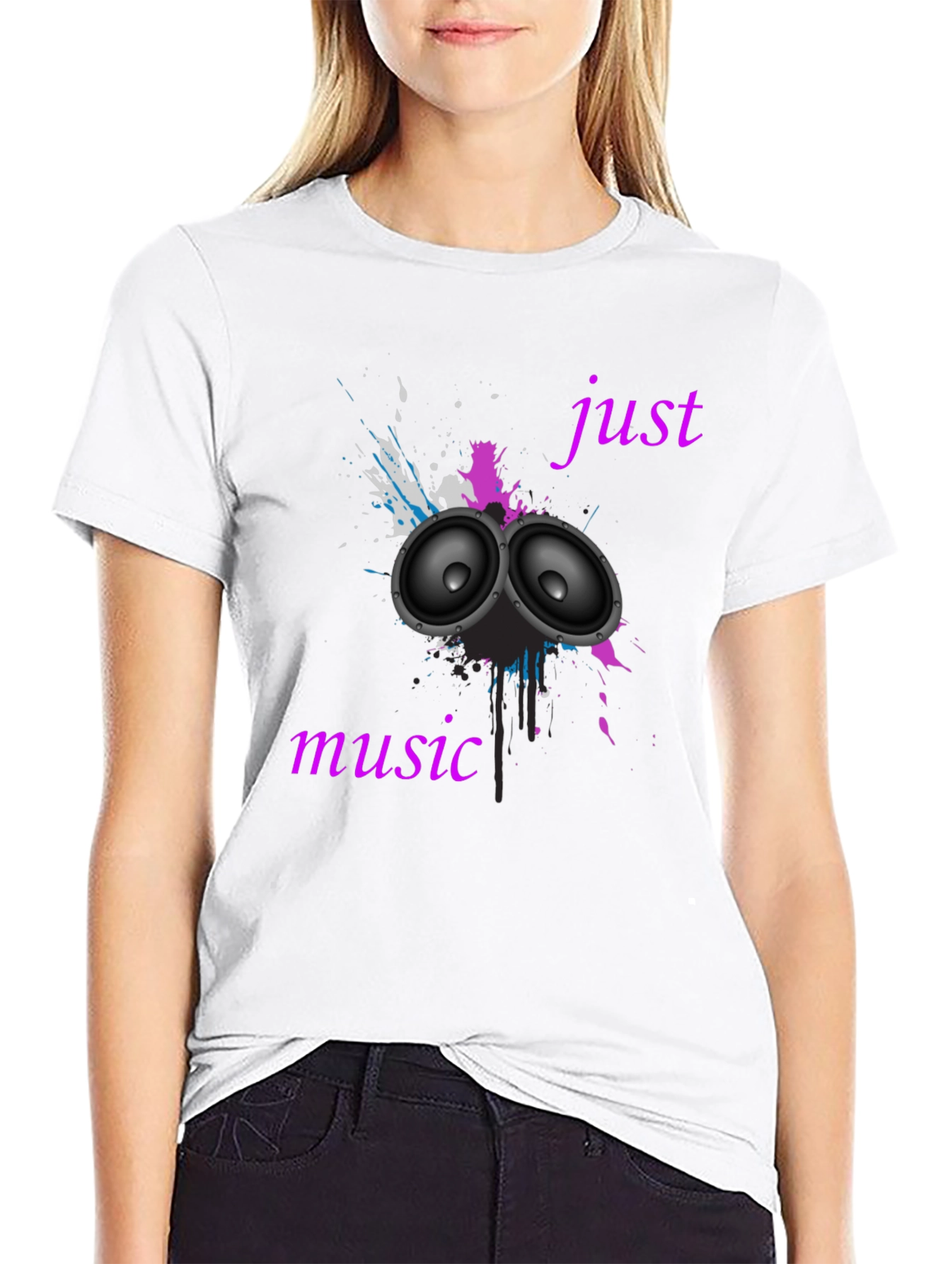 Black Just Music Black T-Shirt view 9