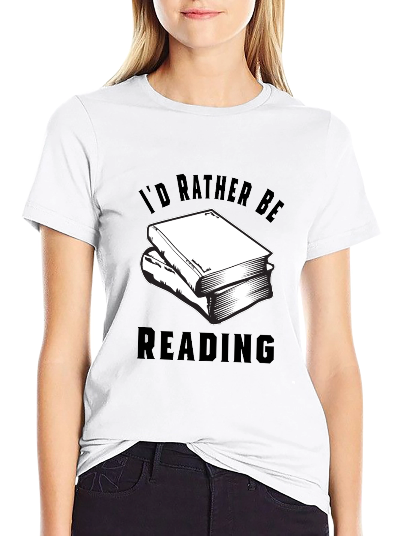 Black I'd Rather Be Reading Graphic Tee view 9