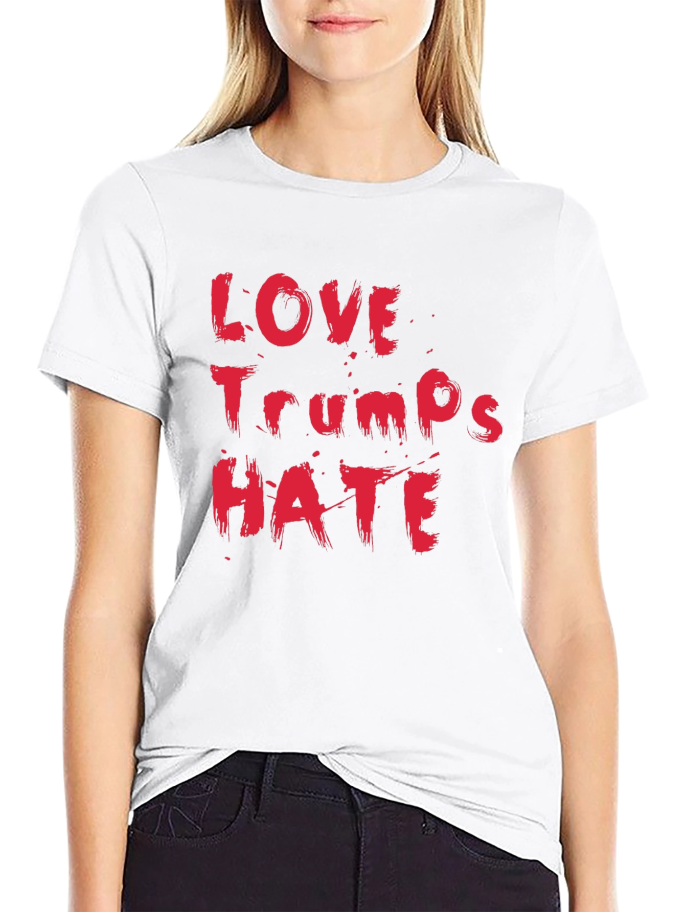 Black Love Trumps Hate Black Cotton T-Shirt view 9