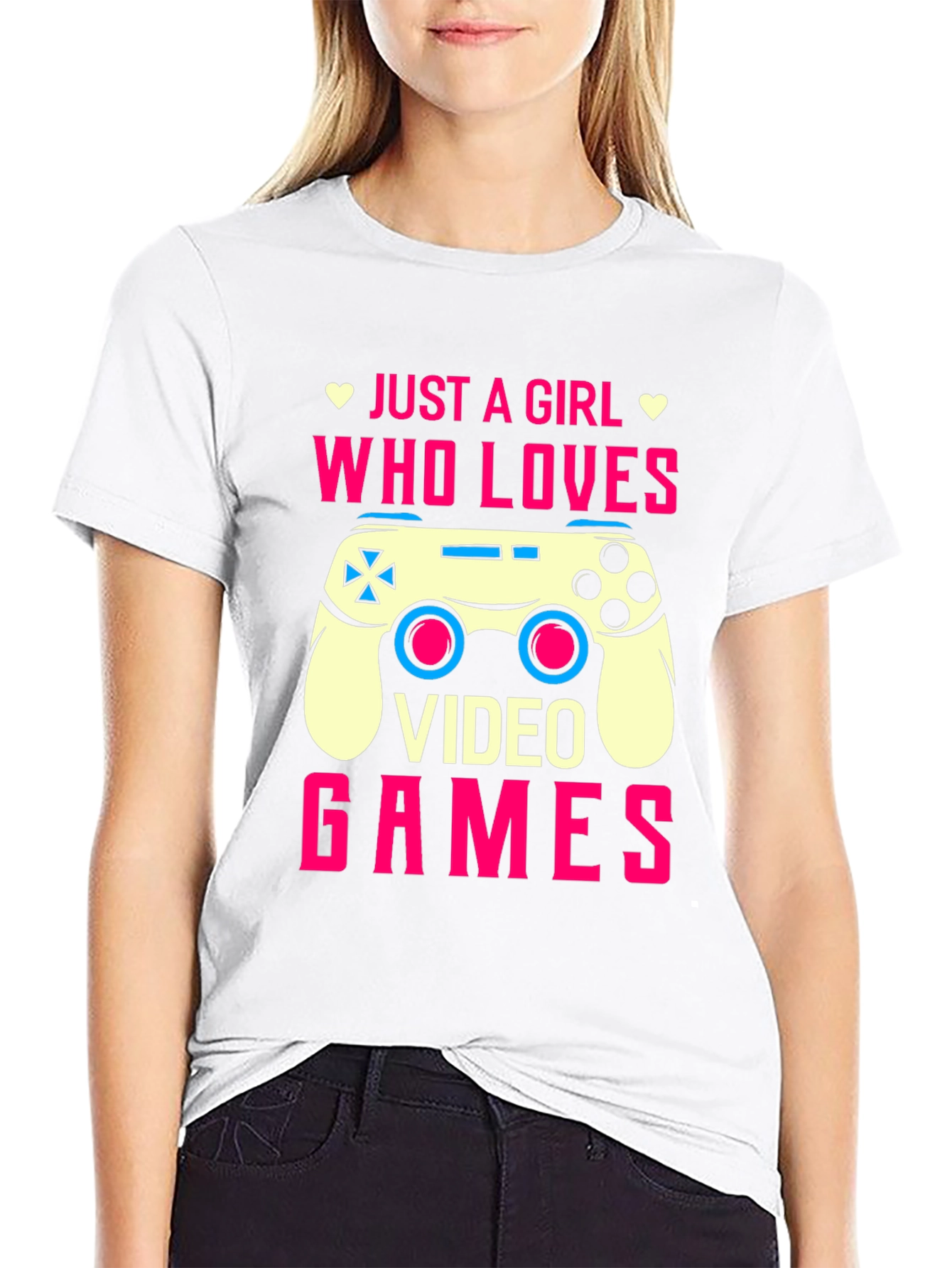 Black Just A Girl Who Loves Video Games T-Shirt view 9